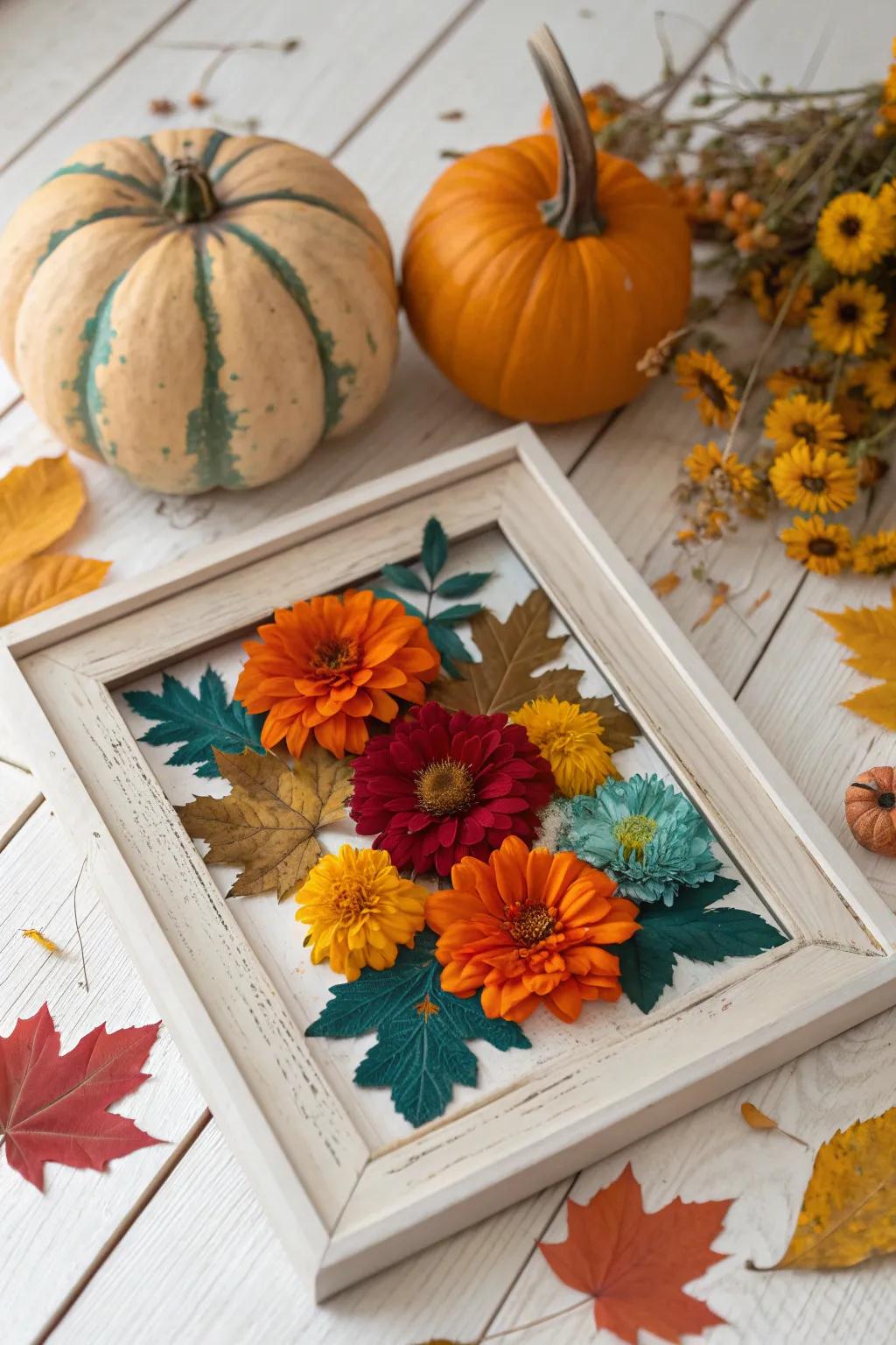 Keep the beauty of autumn blooms alive with pressed flower art.