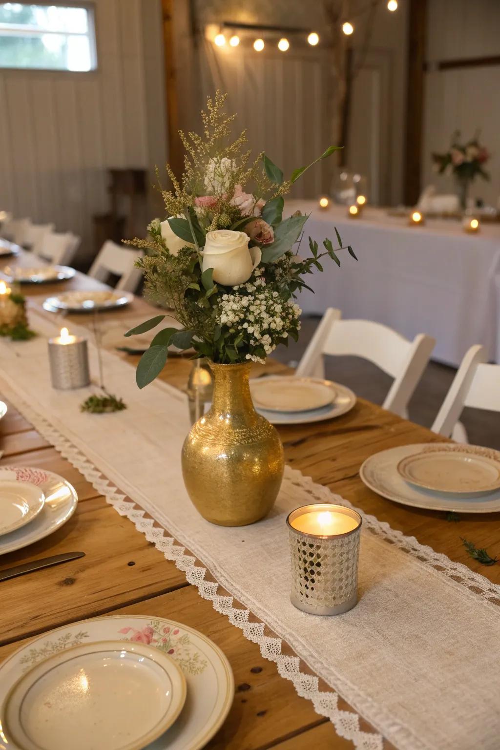 Add a touch of glamour with modern metallic centerpieces that sparkle and shine. #ModernGlam #MetallicMagic