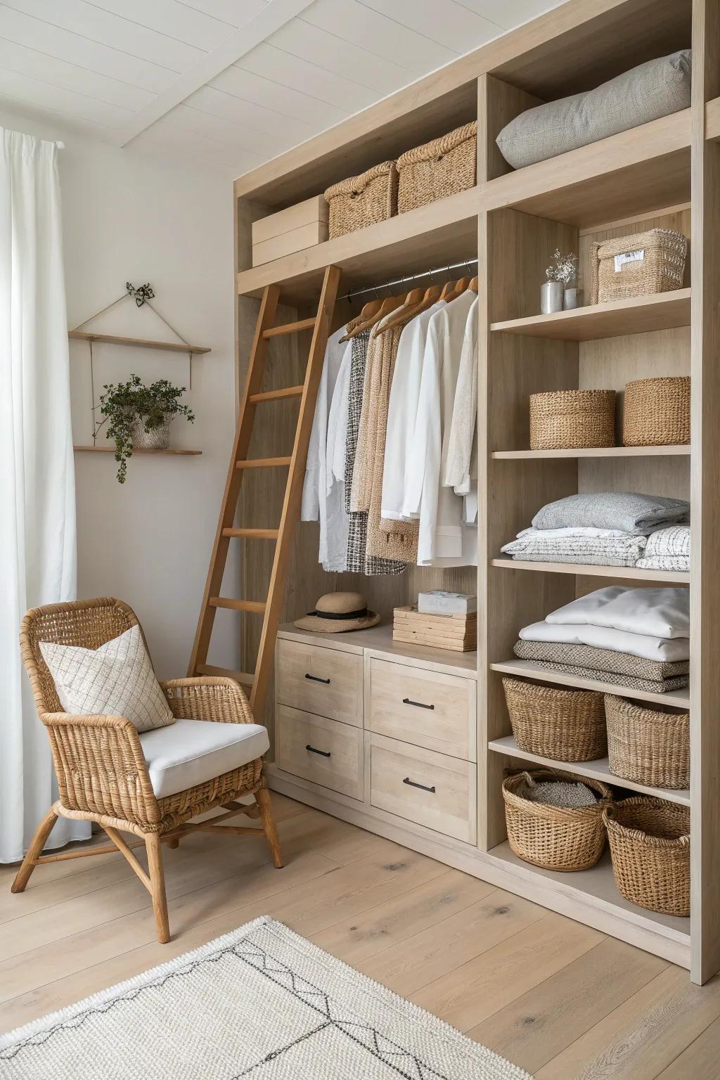 Maximize every inch of your closet with overhead storage that keeps things tidy.