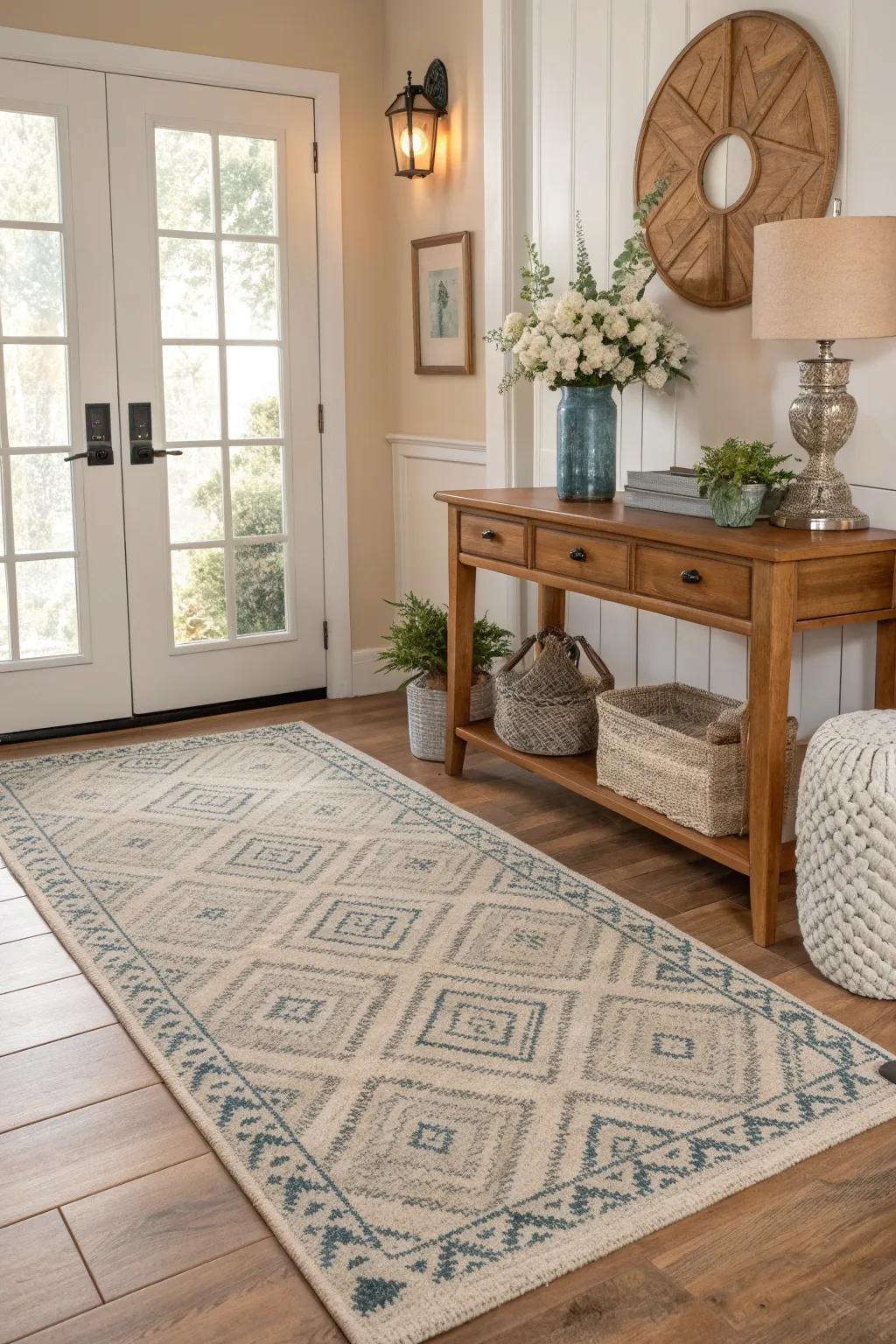Enhance your entryway's coziness with a beautifully textured rug.