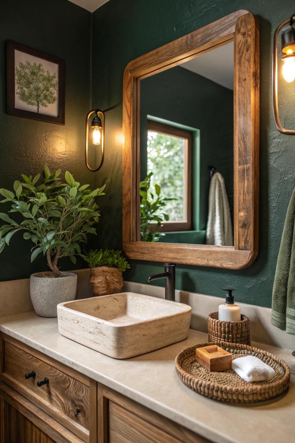 Embrace nature indoors with wood-framed mirrors that add warmth to any space.