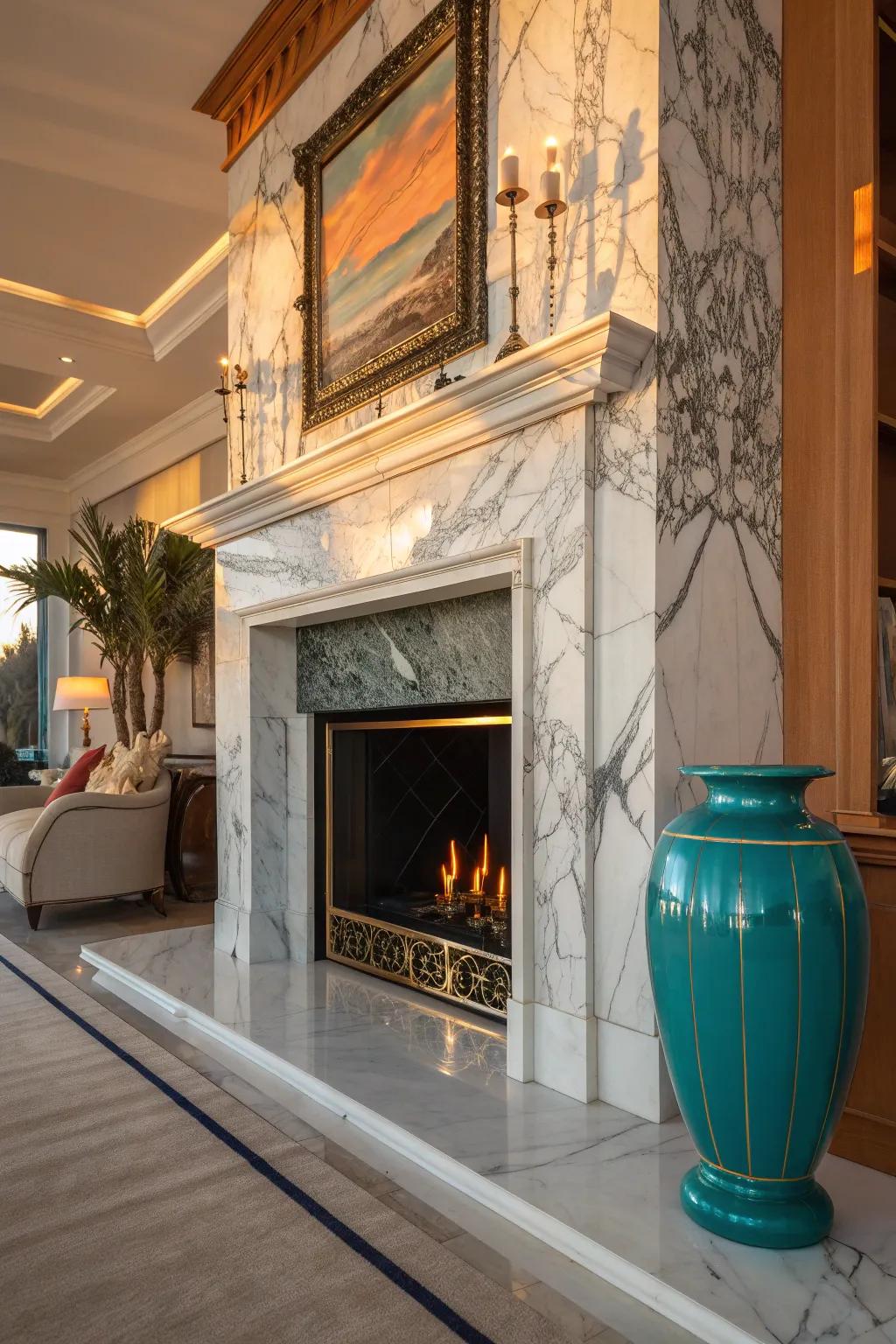 Achieve timeless elegance with a marble fireplace that never goes out of style.