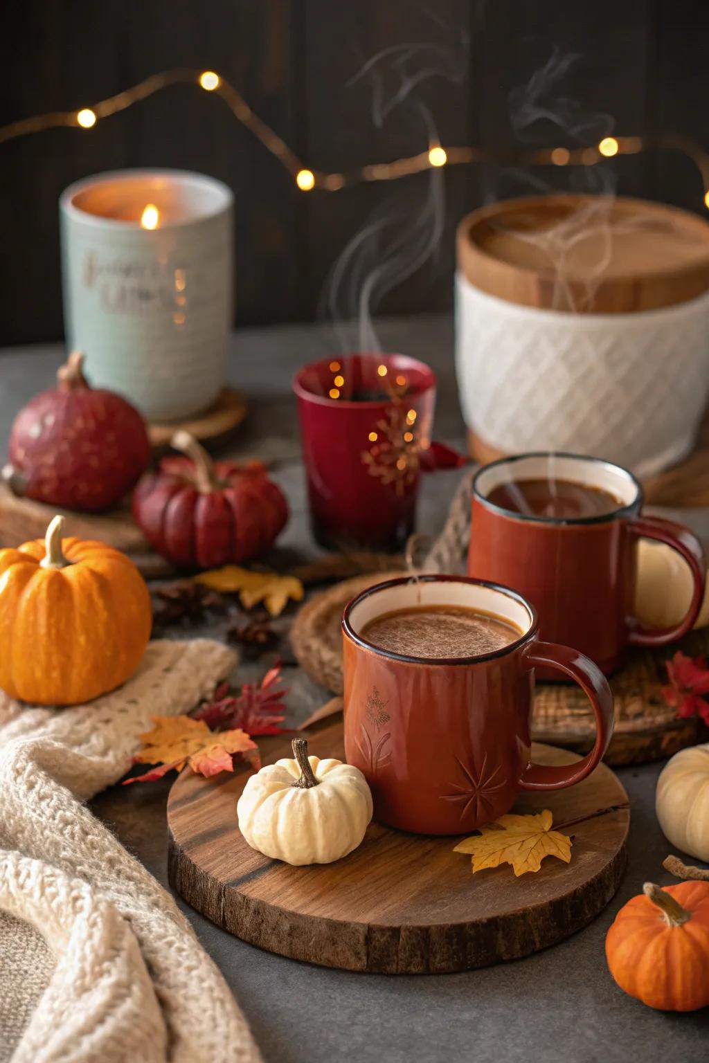 A hot beverage station with seasonal drinks adds warmth and coziness to your Friendsgiving celebration. ☕️ #HotDrinks #CozyVibes