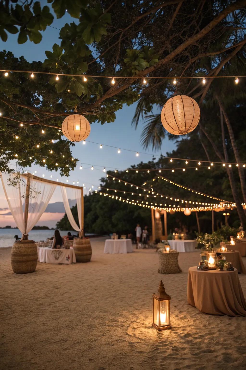 Illuminate your party with lights that mimic a Hawaiian sunset. Set the mood for an unforgettable evening!