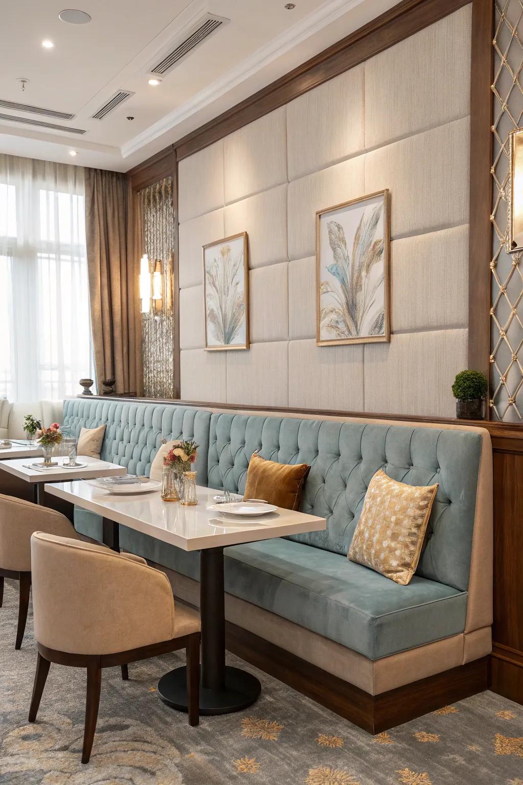 Capture timeless elegance with classic banquette seating that never goes out of style.