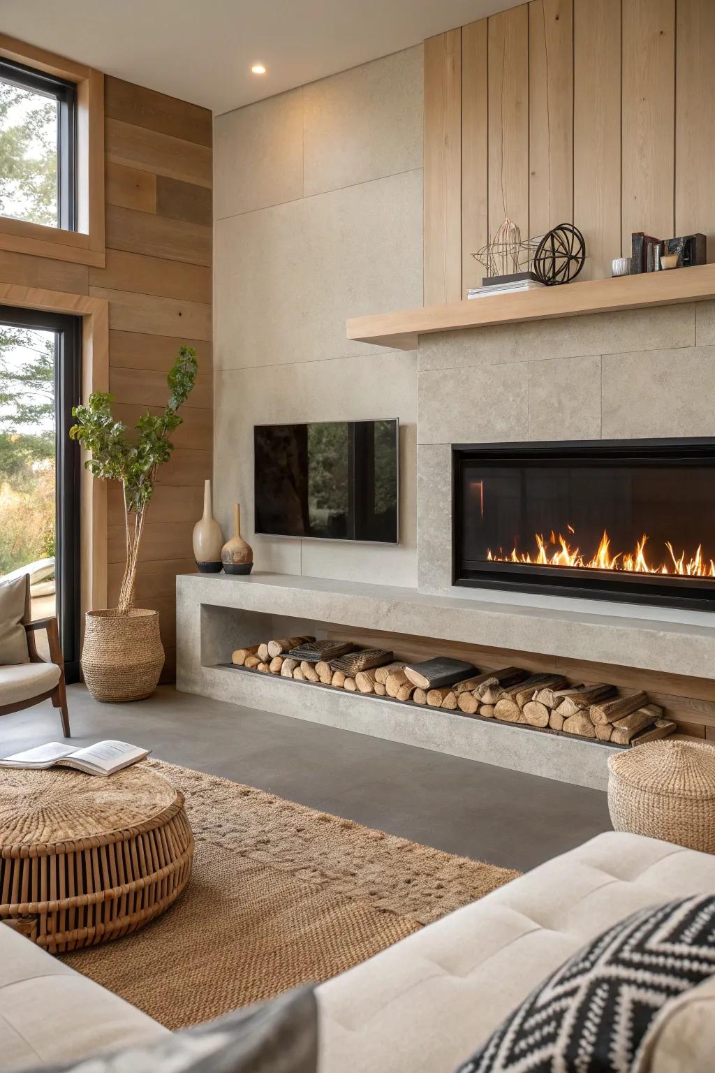 Captivate with a linear gas fireplace that adds a sleek, uninterrupted line of warmth.