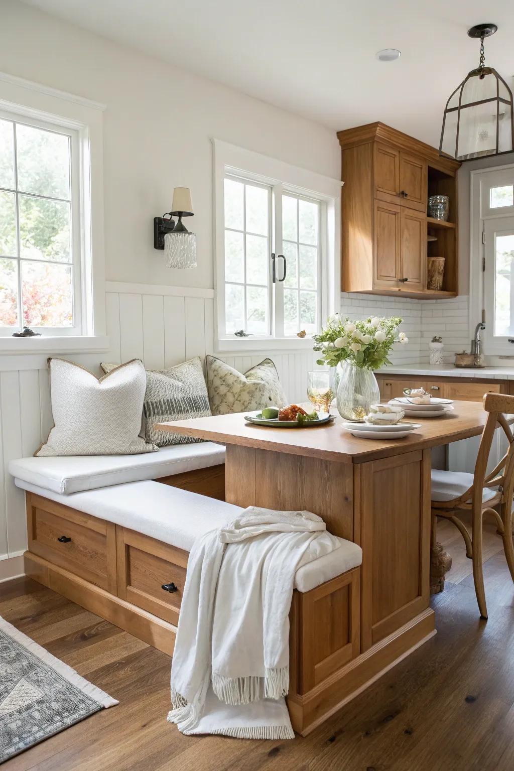 Create a cozy spot with a charming breakfast nook.