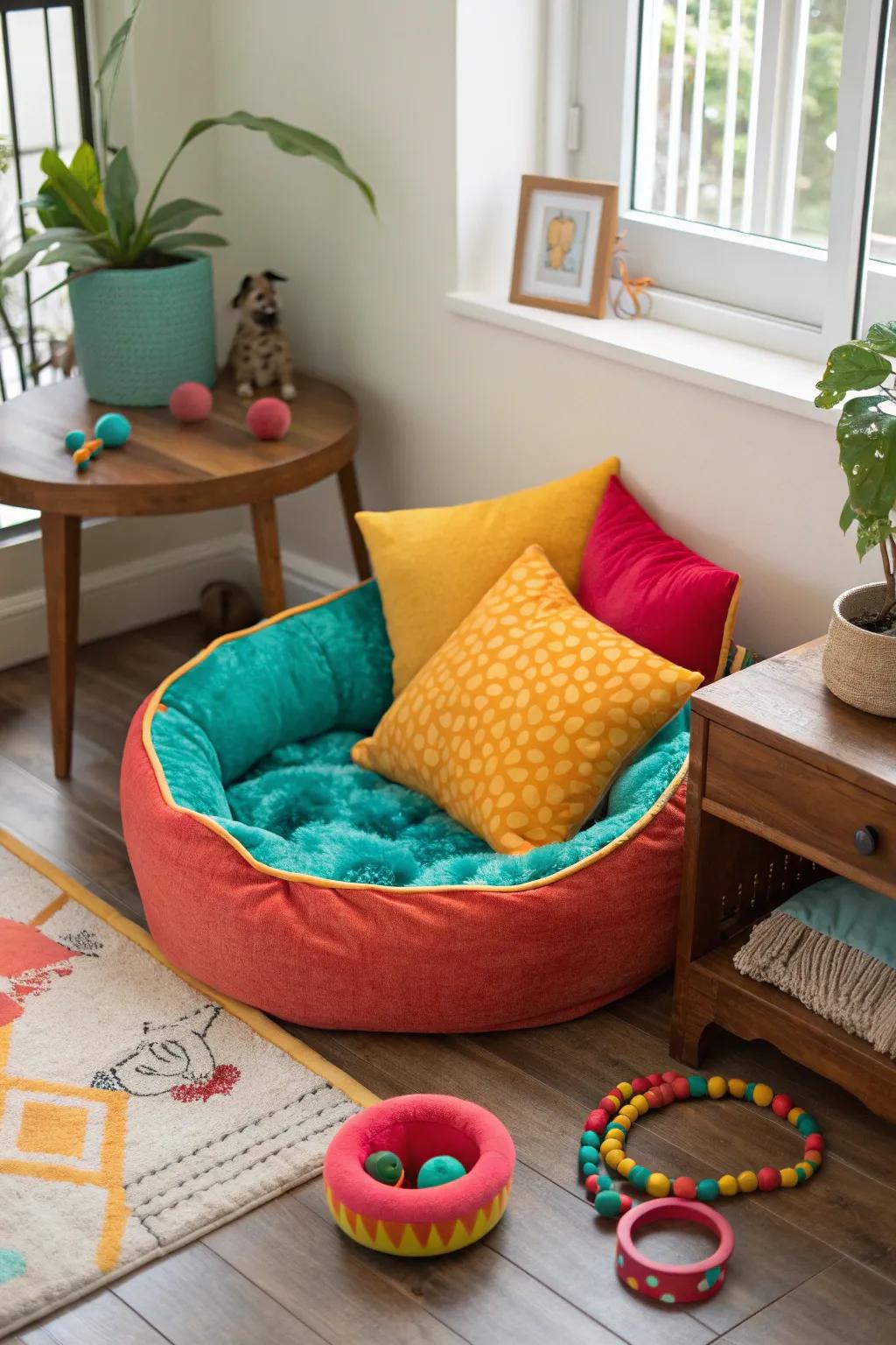 Share your cozy nook with your furry friend for double the comfort and joy. 🐾 #PetNook #CozyCorners