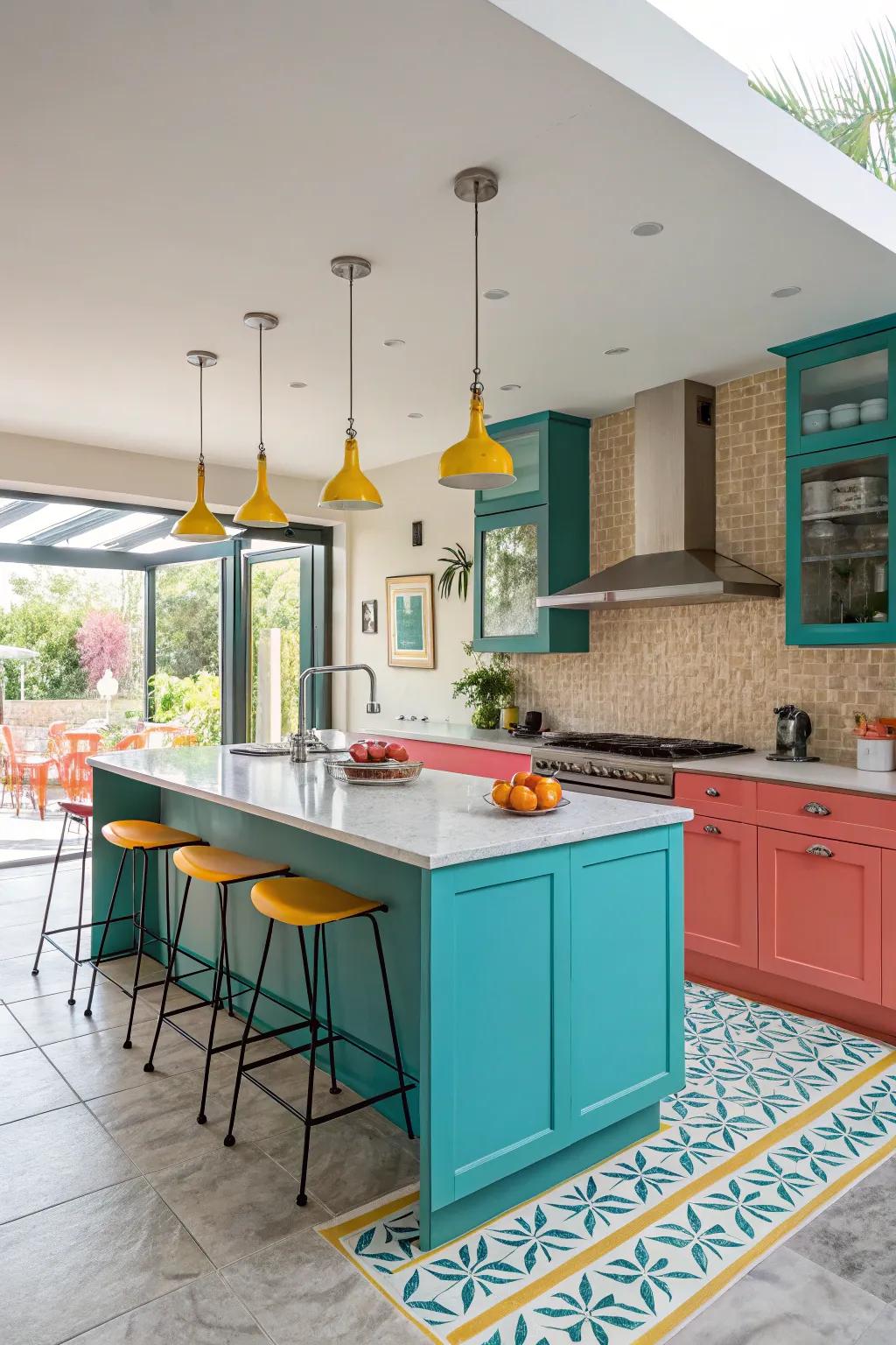 An L-shaped island adds surface area and storage, enhancing your kitchen's functionality and flow.