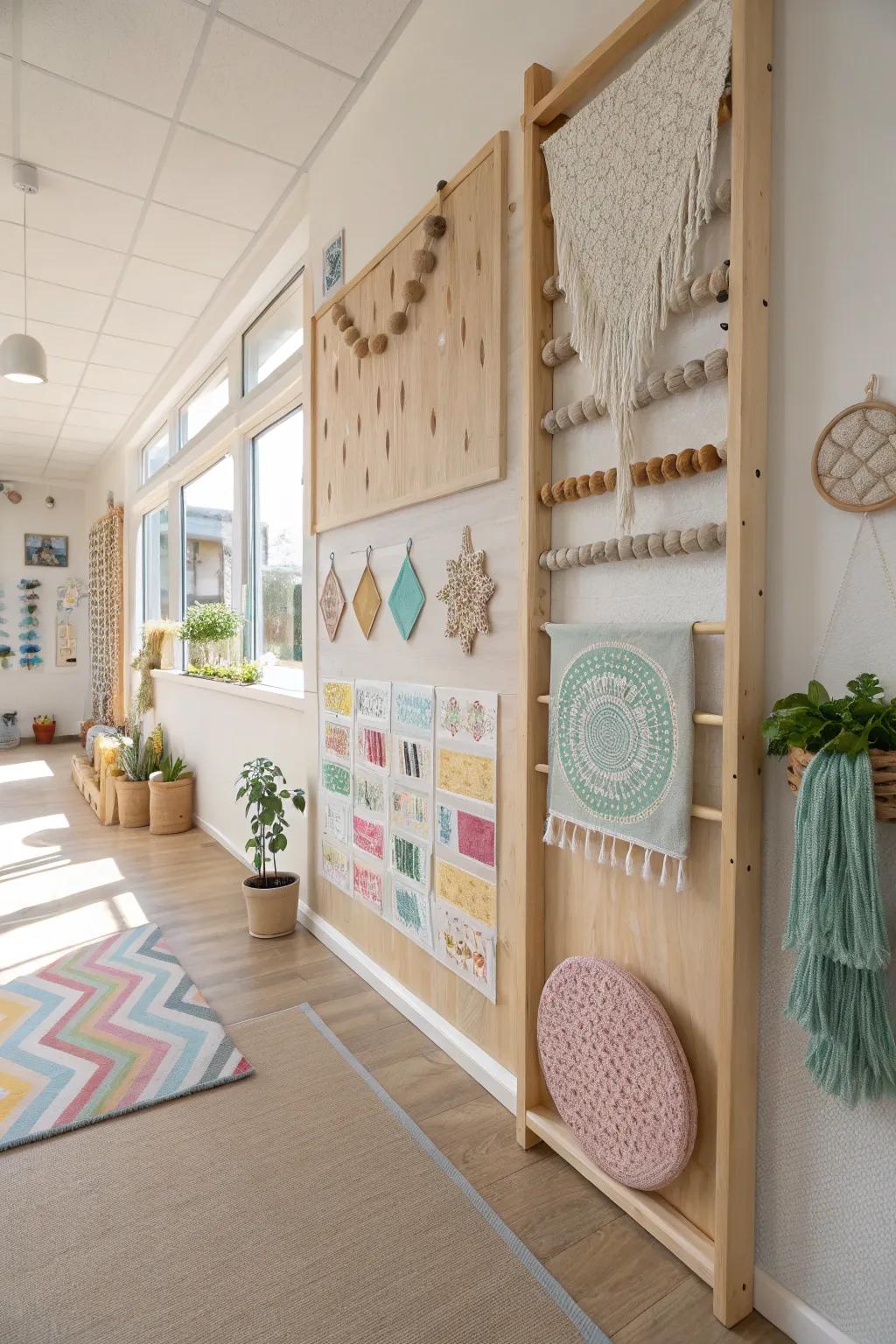 Engage the senses with a tactile wall full of textures.