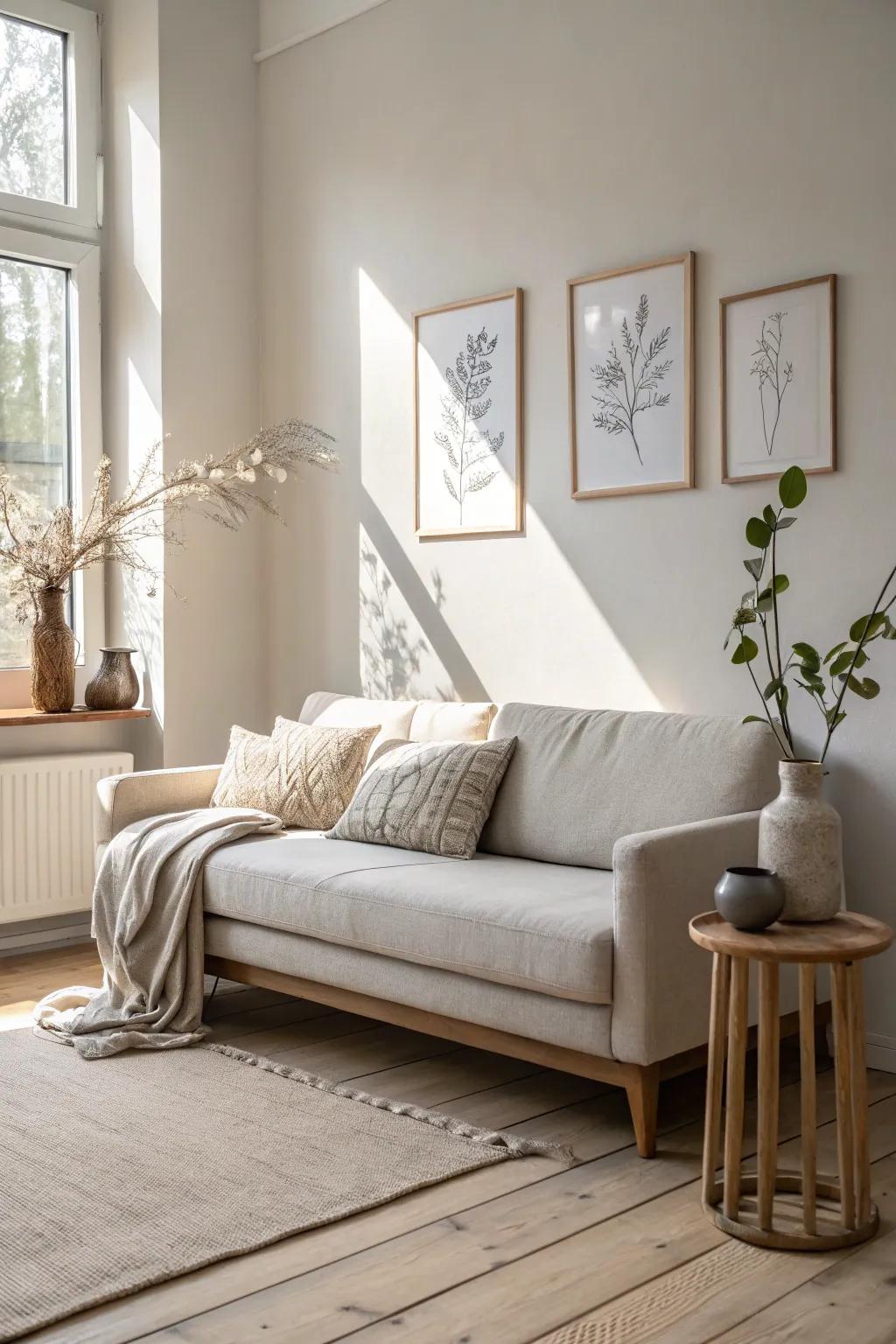 Low-profile sofas maintain a spacious feel, ideal for open and airy living rooms.