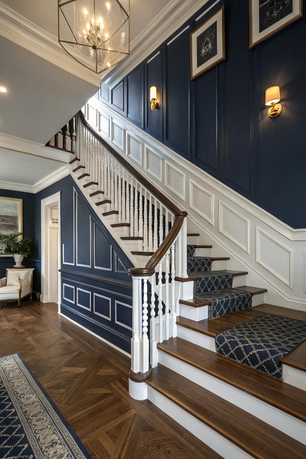 Transform your staircase into an architectural marvel with elegant stacked molding.