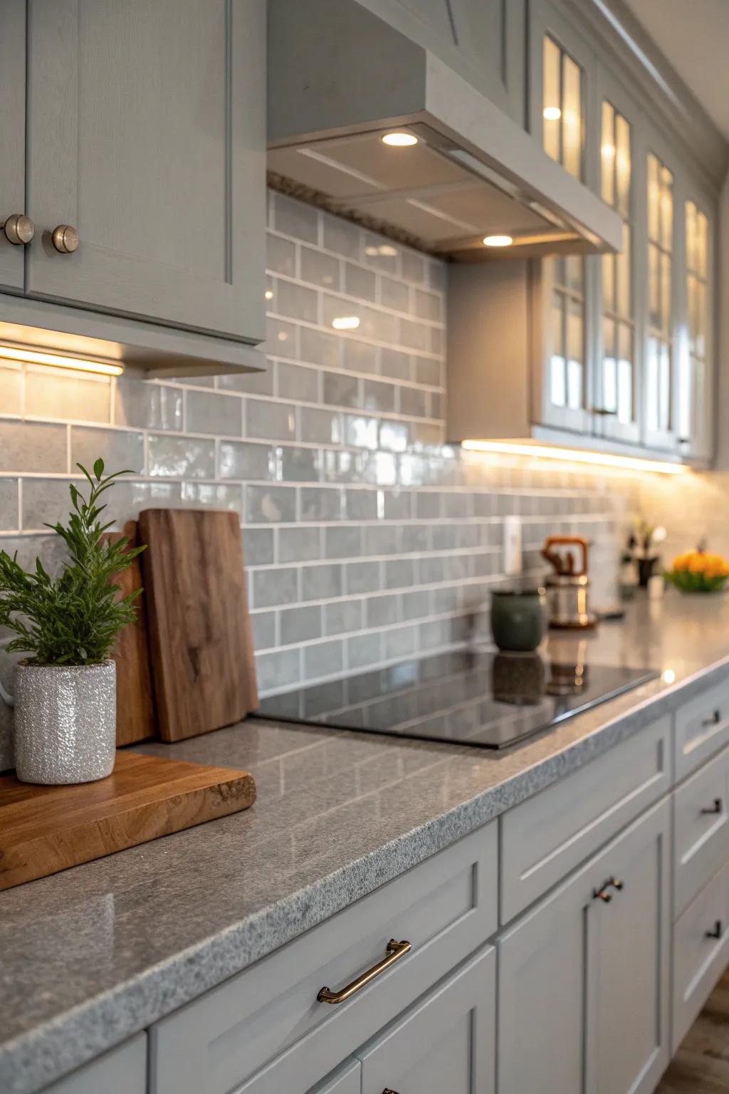 Discover the elegance of gray tones, offering a sophisticated and modern kitchen vibe. #GrayElegance #ModernFlair