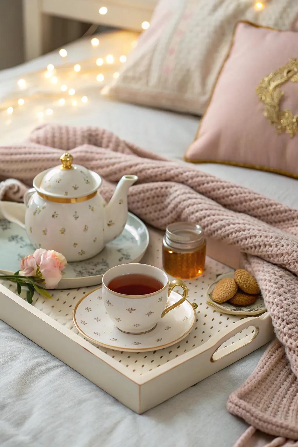 Indulge in a delightful tea time setup, perfect for relaxation.