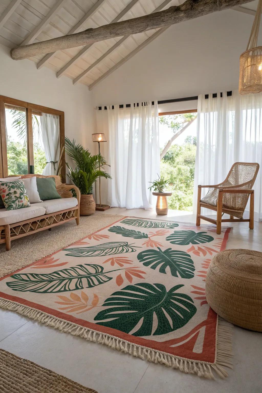 Leafy motifs and floral designs bring playful energy to your decor.