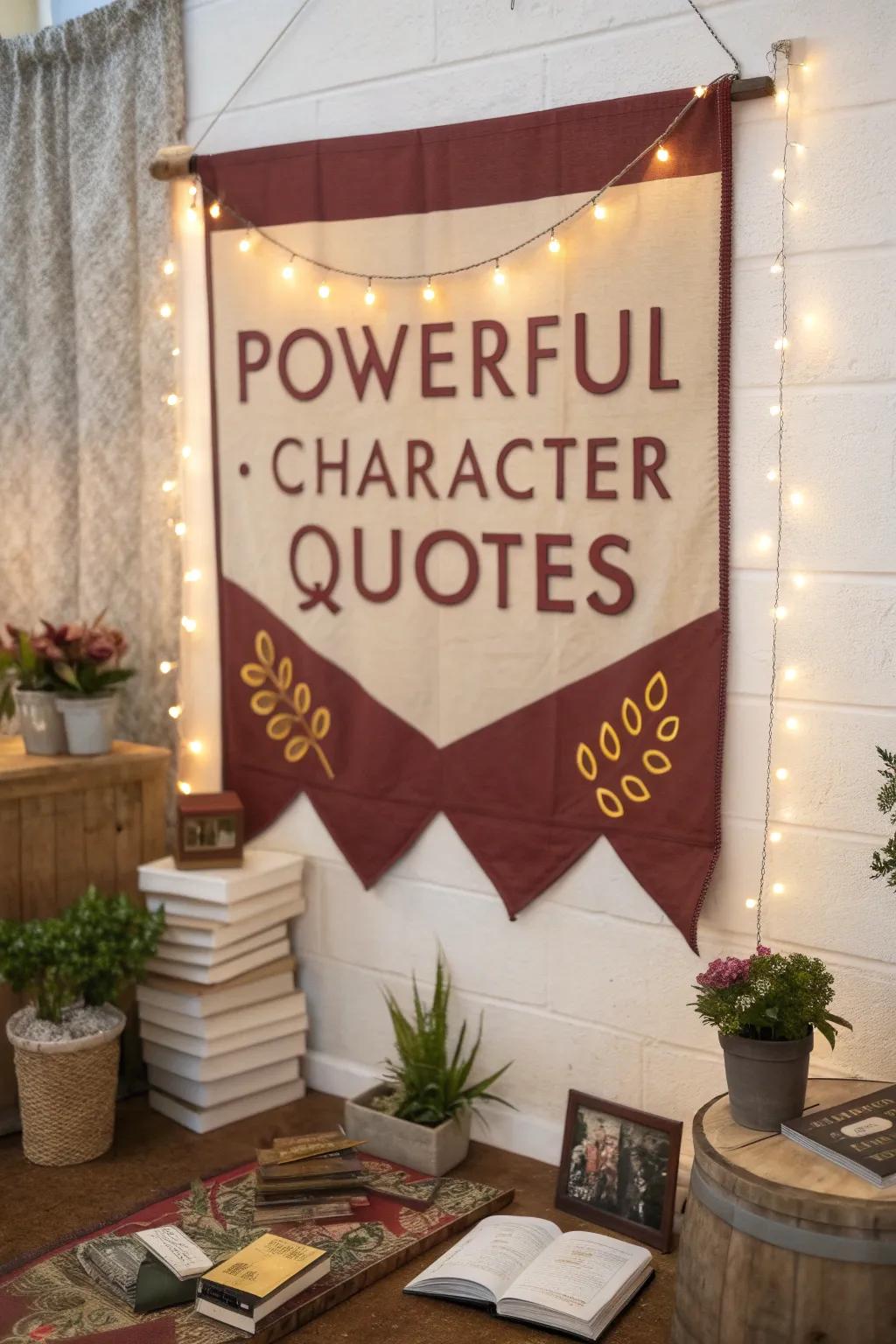 Let banners of wisdom flutter with messages of character and strength.