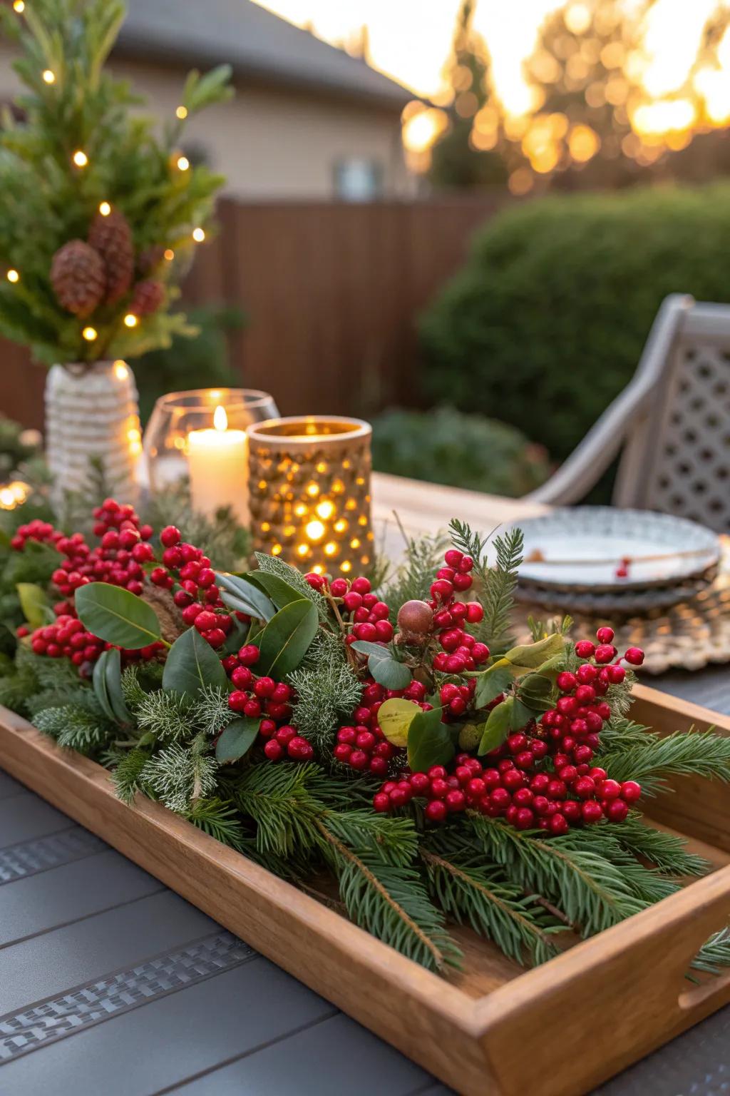Brighten up your decor with berry sprigs that add a splash of color. #BerryDecor #FestiveTouches 🍒