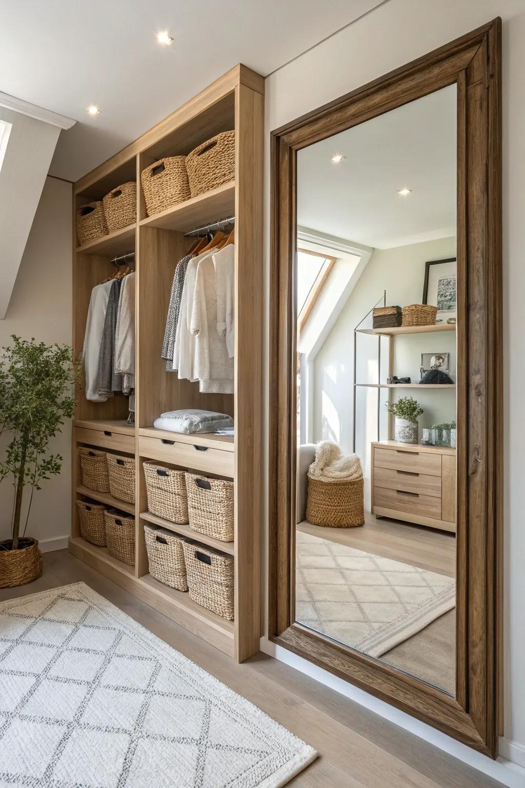 Expand your space visually with mirrors that add depth and elegance.