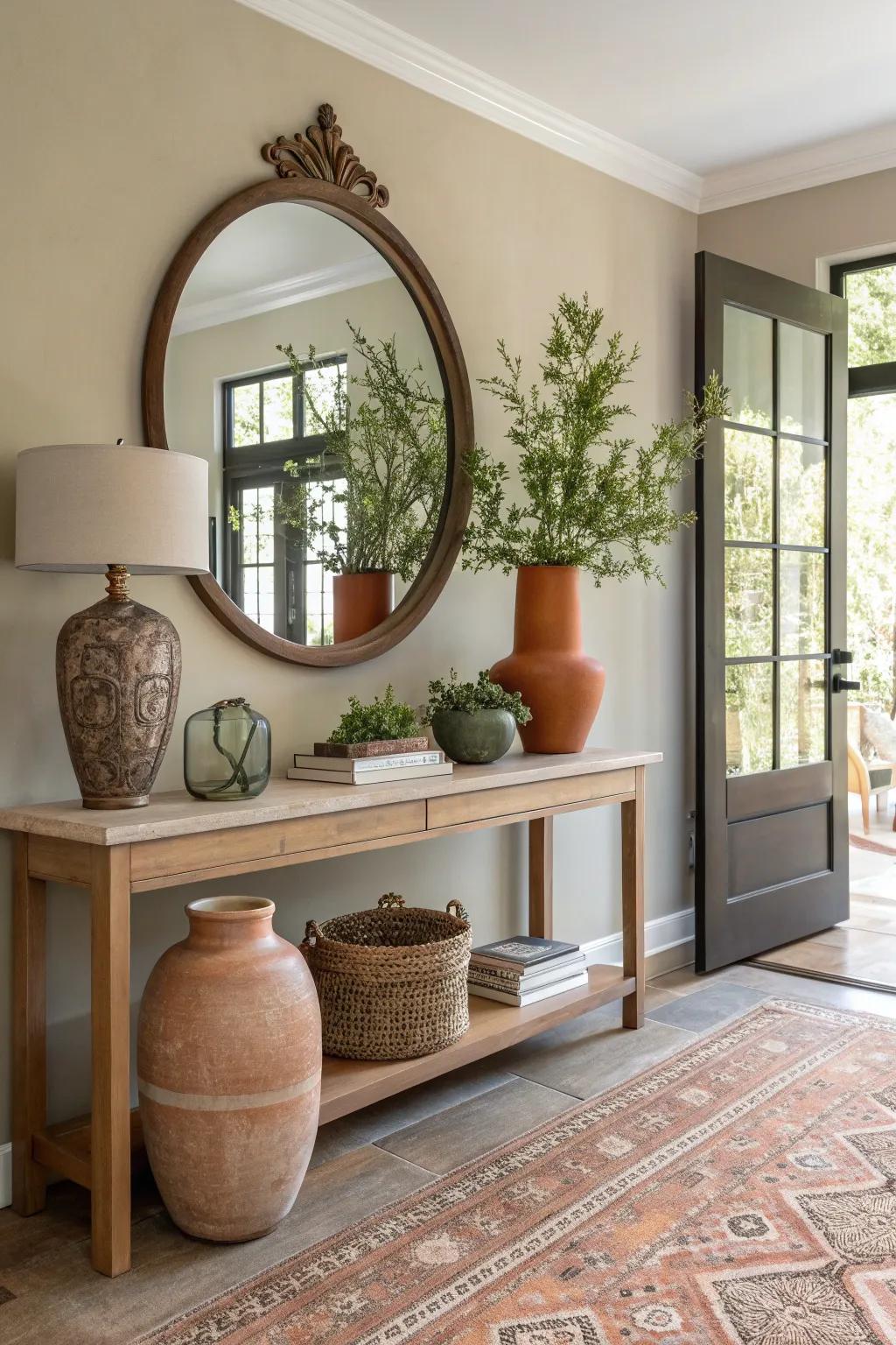 Create a personalized entryway with eclectic decor that tells your story. #EclecticStyle #HomeDecor