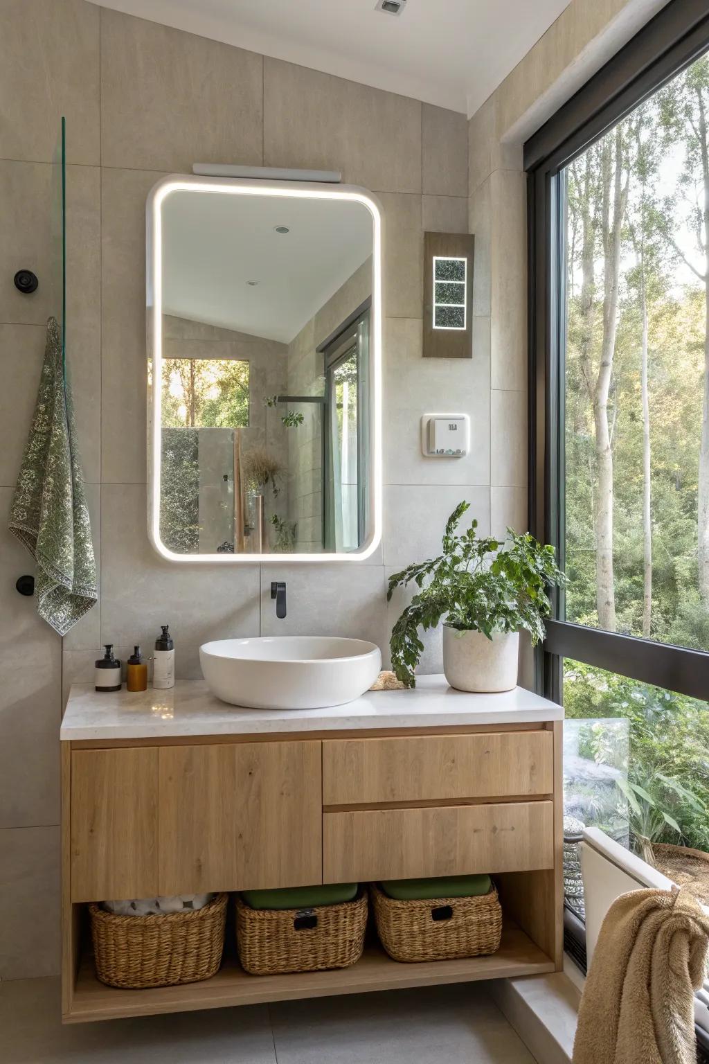 Upgrade your bathroom with tech-savvy mirrors for a futuristic feel. #SmartHome #ModernLiving