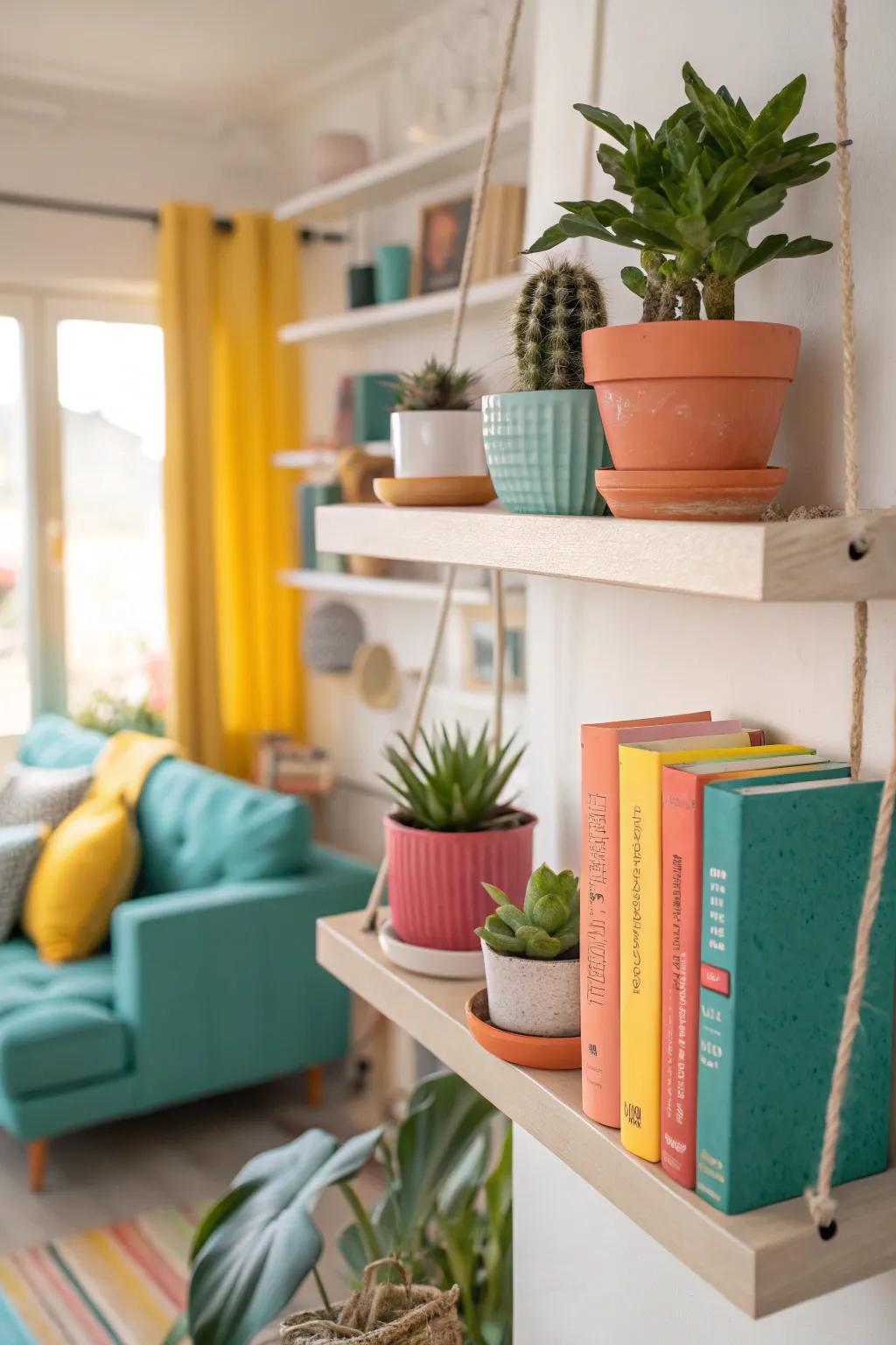 Display your treasures with floating shelves that add a sleek touch to any room.