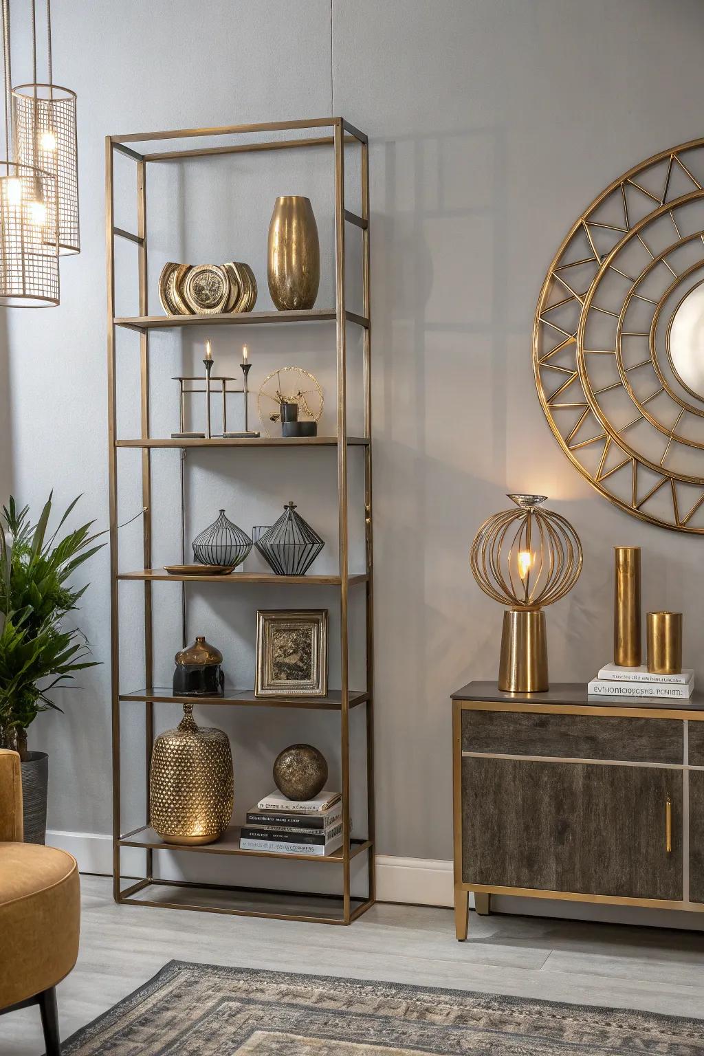 Metallic accents bring a sleek, futuristic touch to any room. ✨ #MetallicDecor #FuturisticVibes