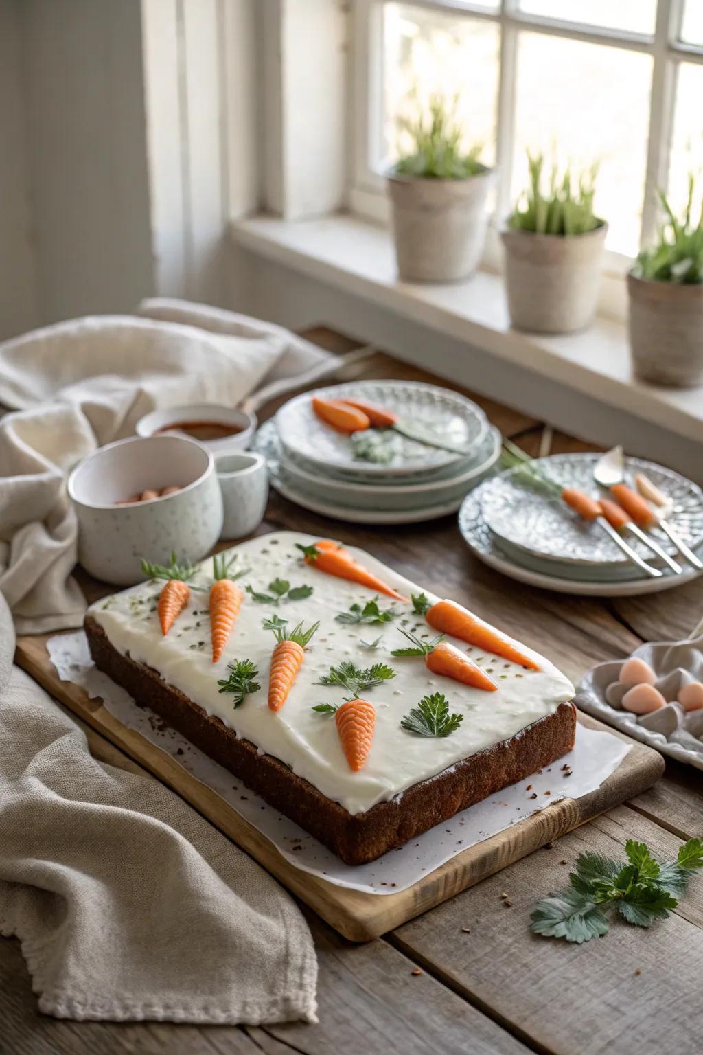 Discover a carrot patch surprise on this delightful Easter cake.