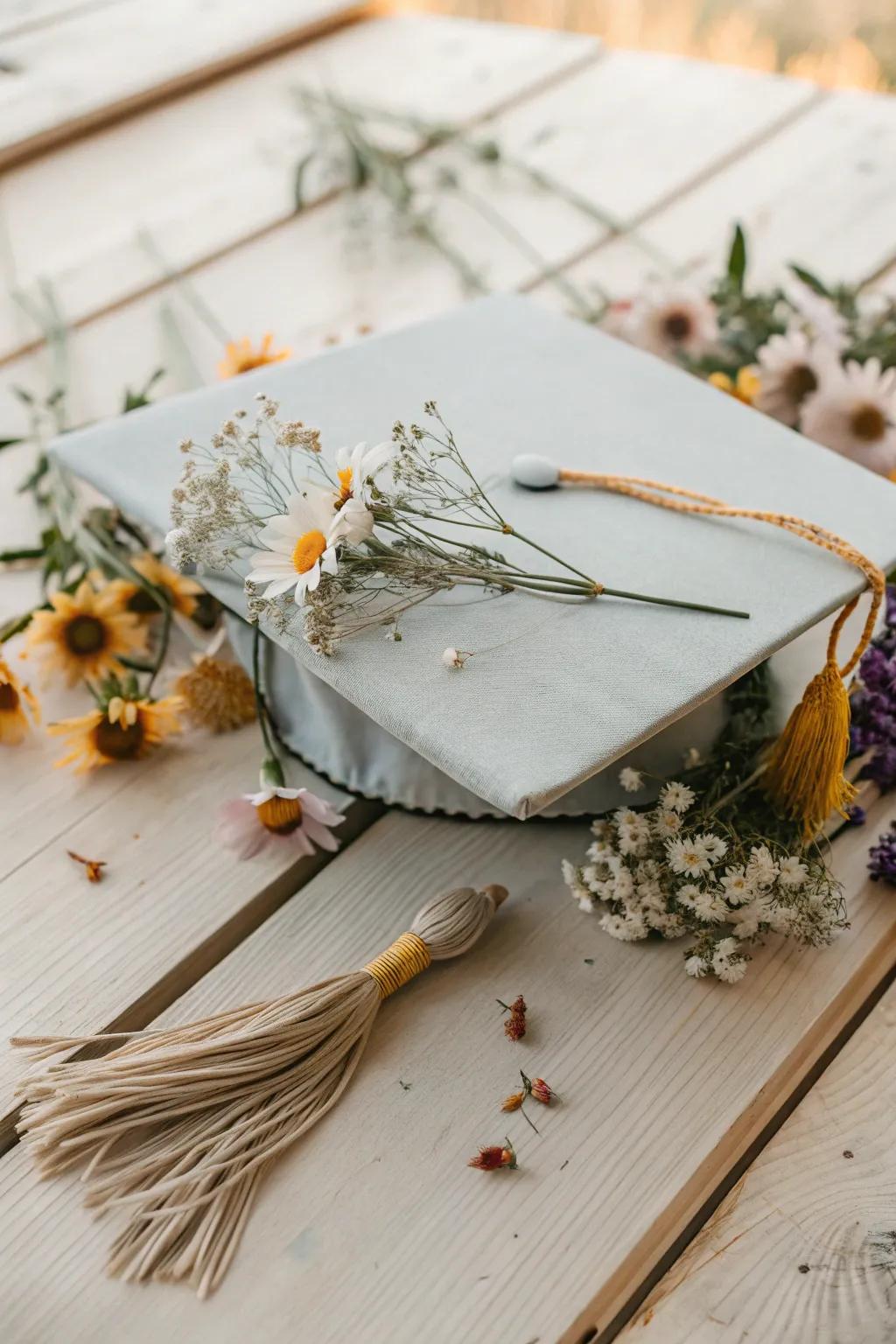 Capture bohemian bliss with wild blooms that celebrate free-spiritedness. 🌿 #BohoStyle #GradCap