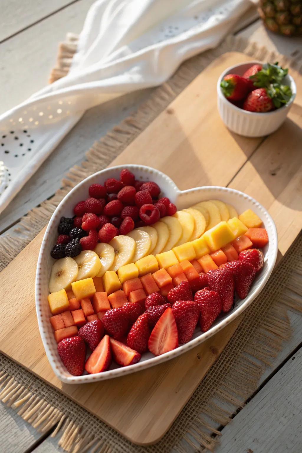 An ombre effect that brings artistic depth to your fruit arrangement.