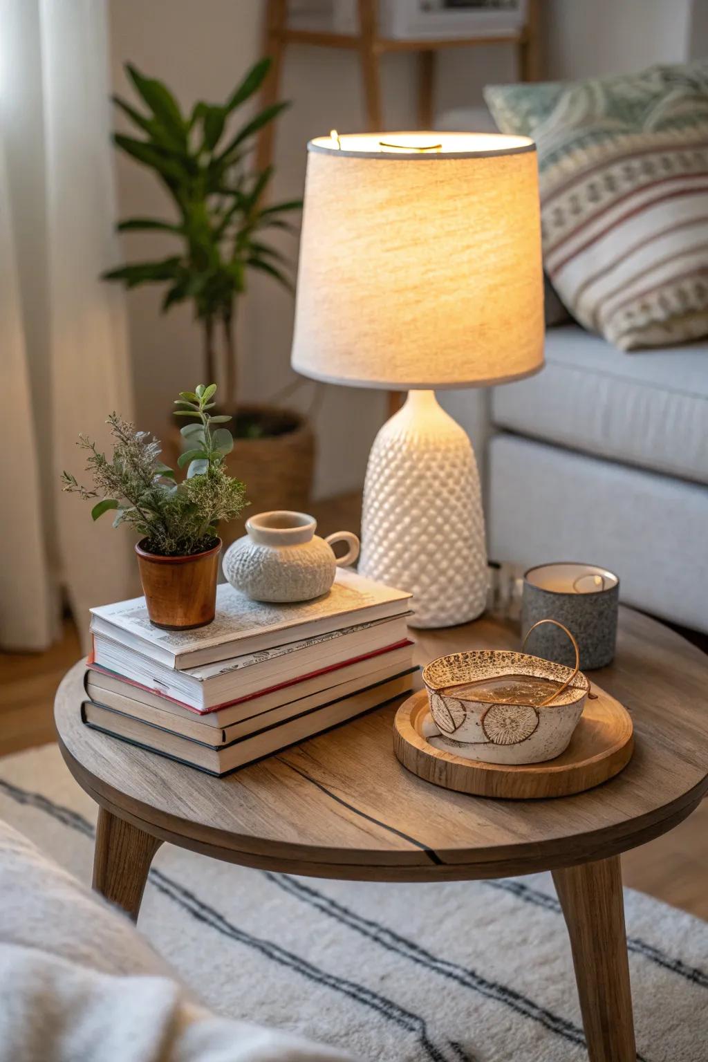 Brighten your space with a charming lamp that adds both light and style. 💡 #LightingDesign #CozyHome