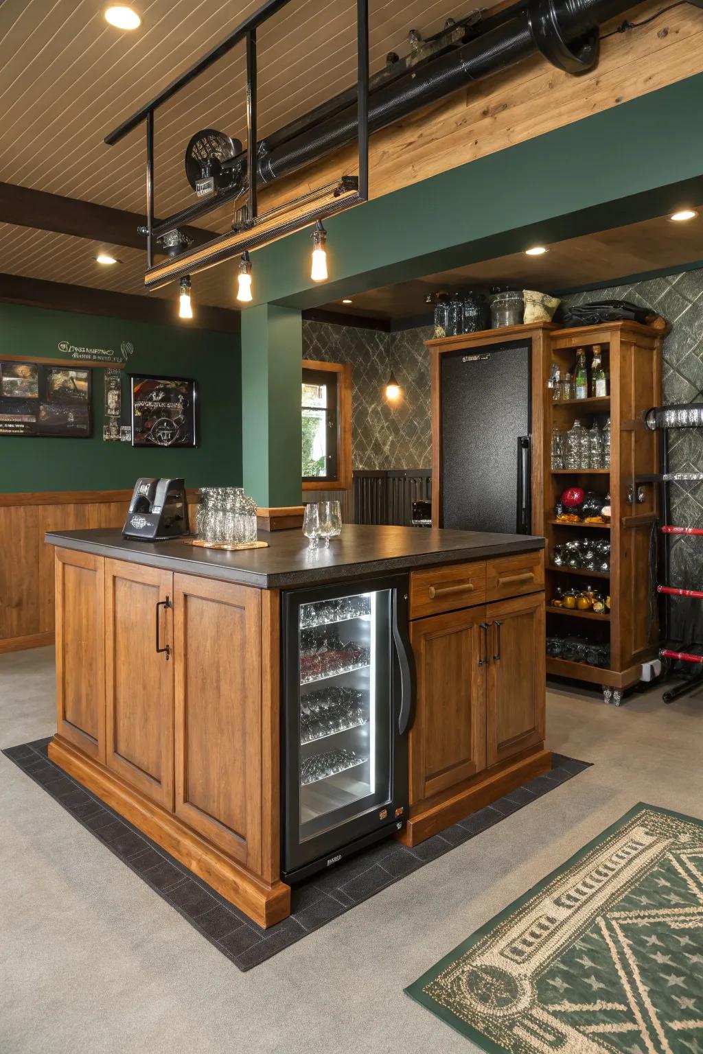 Refresh and recharge with a garage gym bar that offers the perfect post-workout retreat!