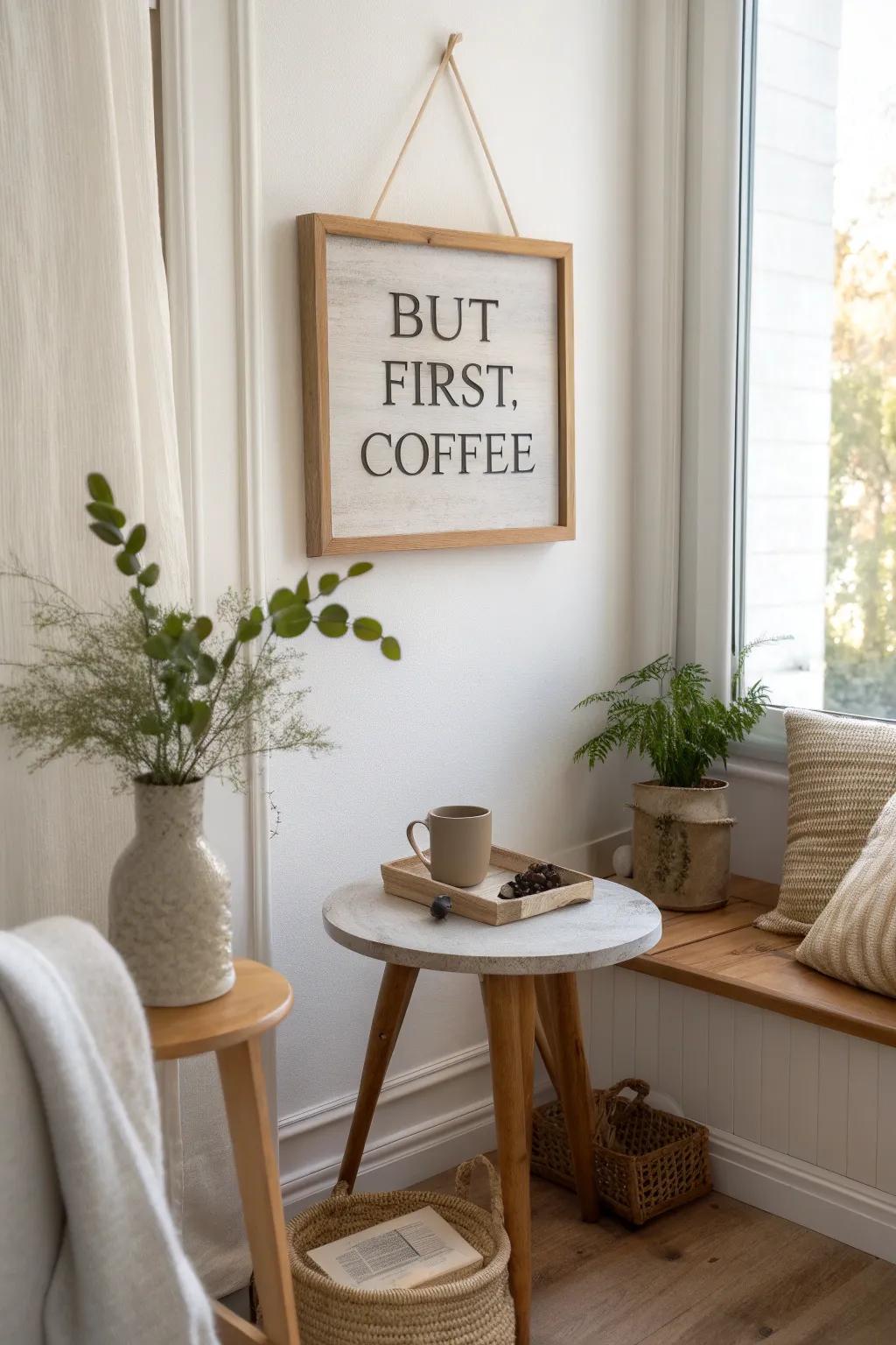 Start your mornings right with cozy signs for your coffee nook.