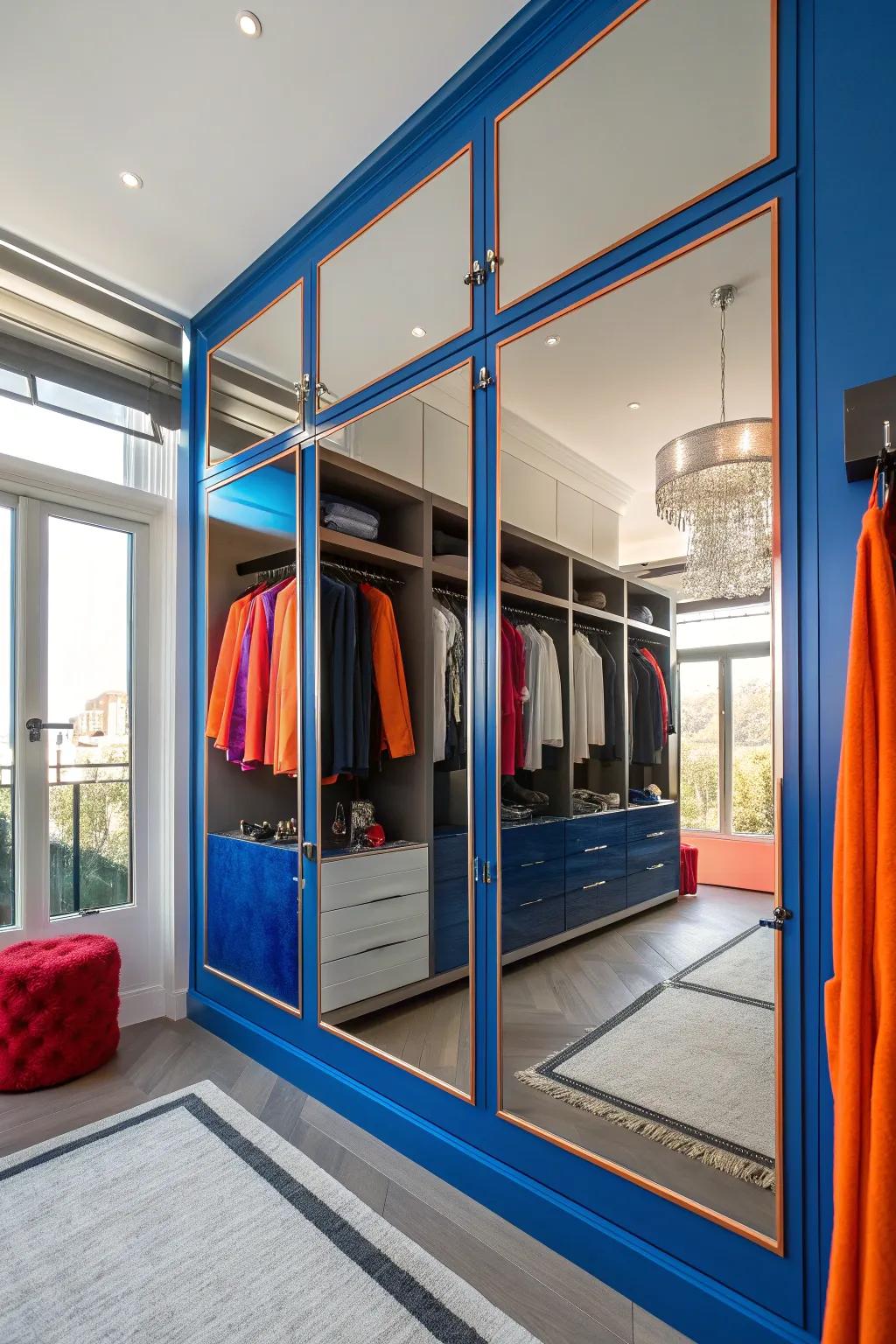 Mirrored surfaces can enlarge and illuminate your closet space effortlessly. ✨ #MirrorMagic #HomeStyle