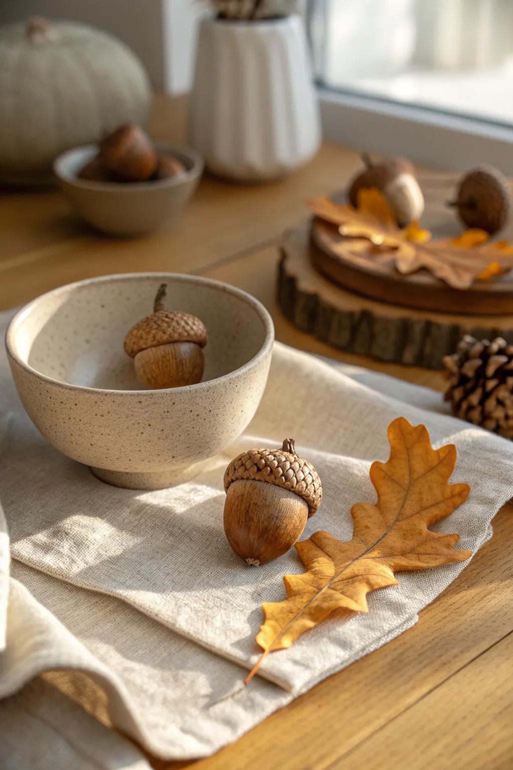 Turn simple acorns into charming art pieces for fall.
