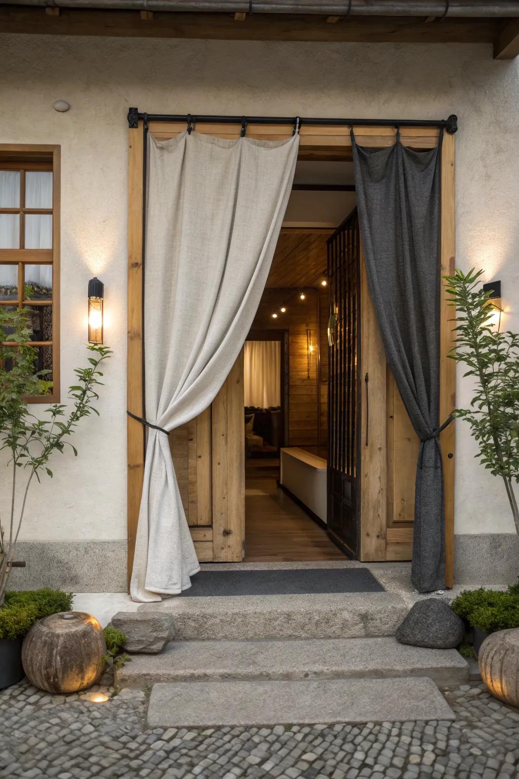 Keep guests on their toes with a surprise entrance covered in cloth. 🎃 #SurpriseDecor #EntranceSpook