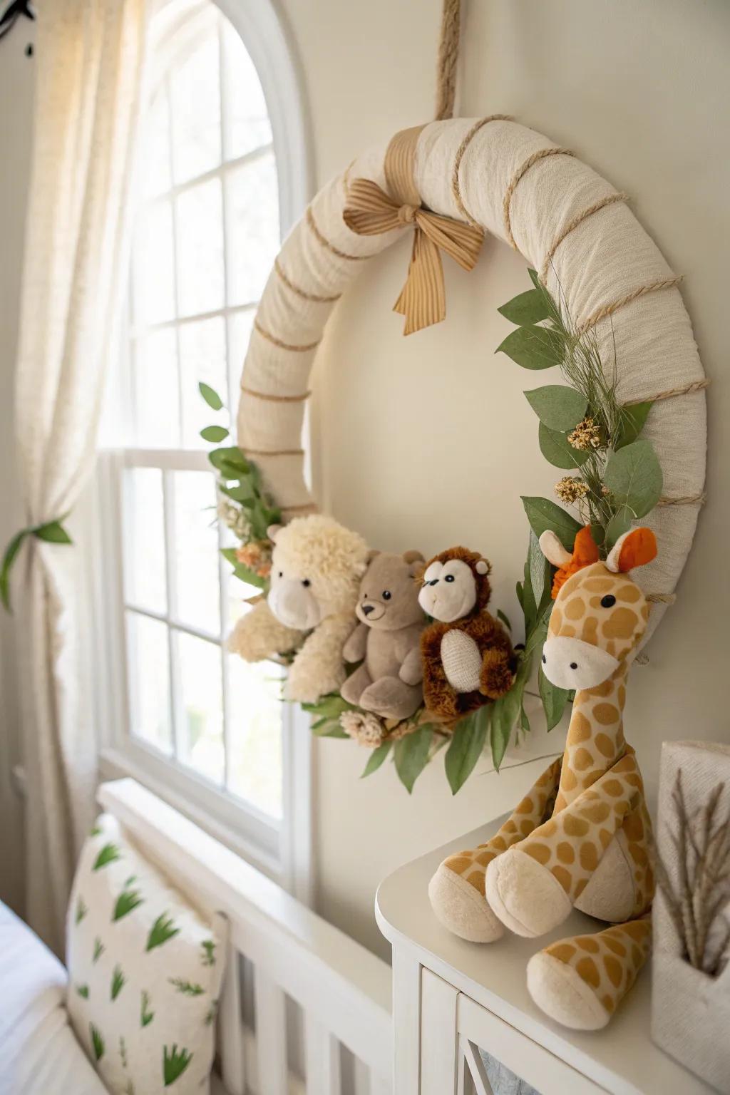 Spark imagination with a safari adventure theme in your diaper wreath. #JungleDecor #NurseryIdeas