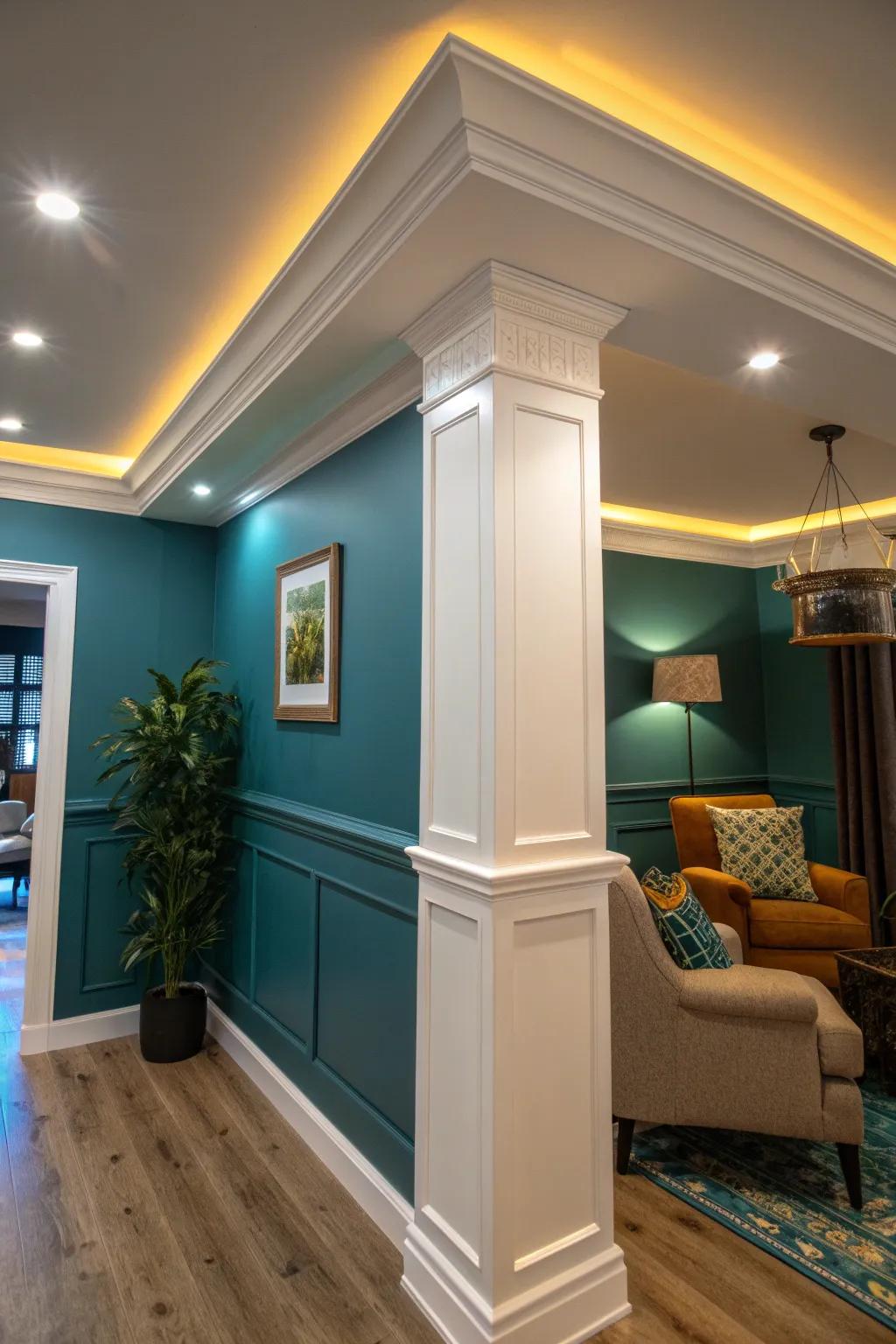 LED lighting in crown molding creates a warm, inviting glow. 💡 #AmbientLighting #CozyHome