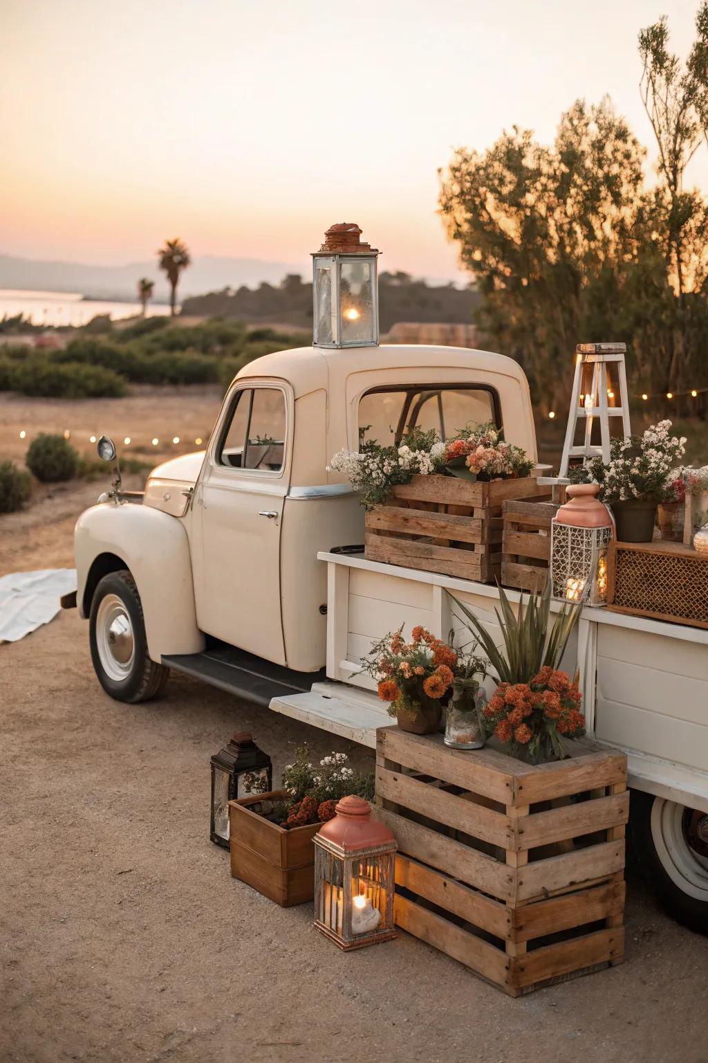 Timeless accessories bring added charm to your floral display. 🌿 #VintageCharm #FlowerTruck