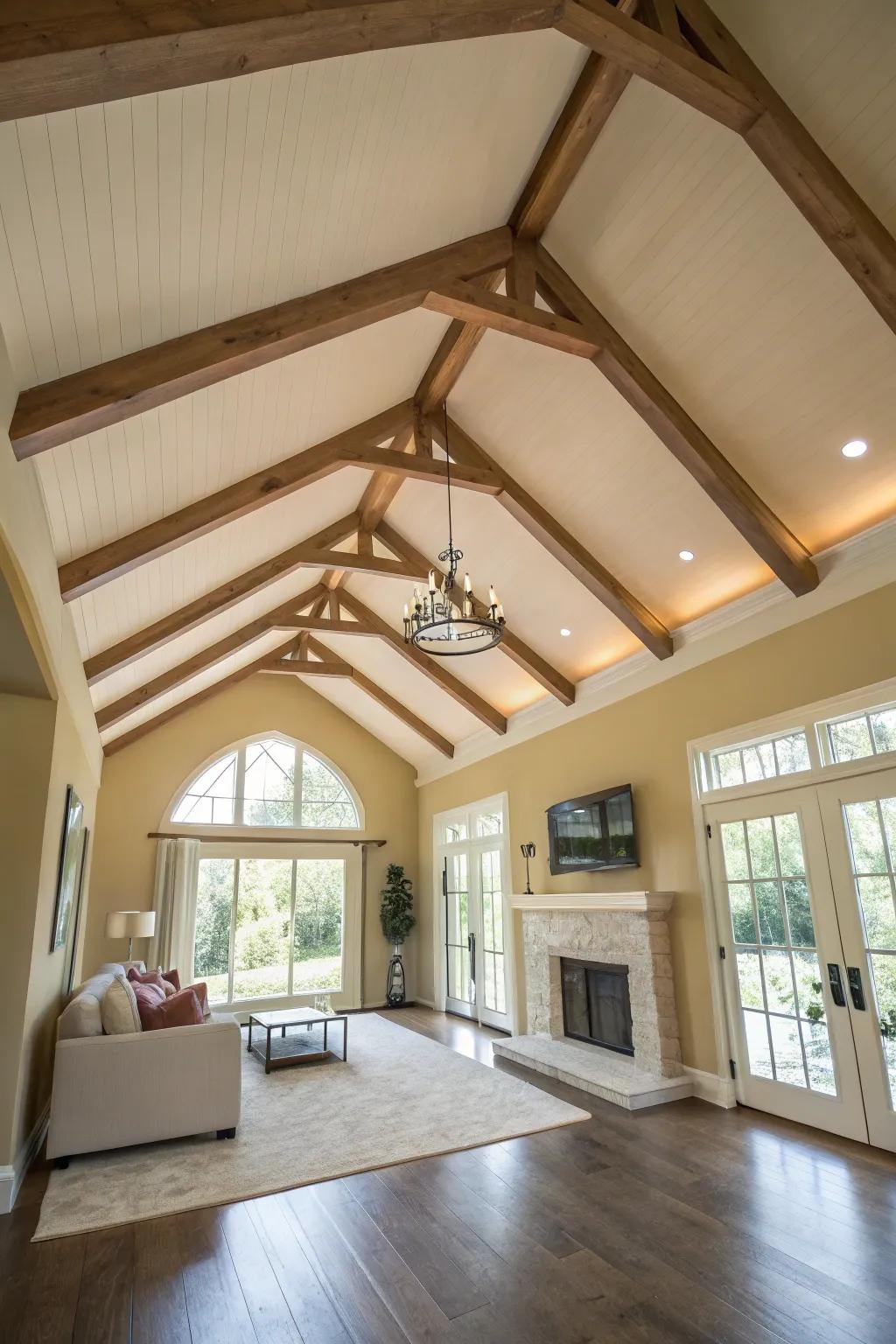 Achieve a seamless look with painted beams for minimalist elegance. 🎨 #MinimalistDesign #CeilingIdeas