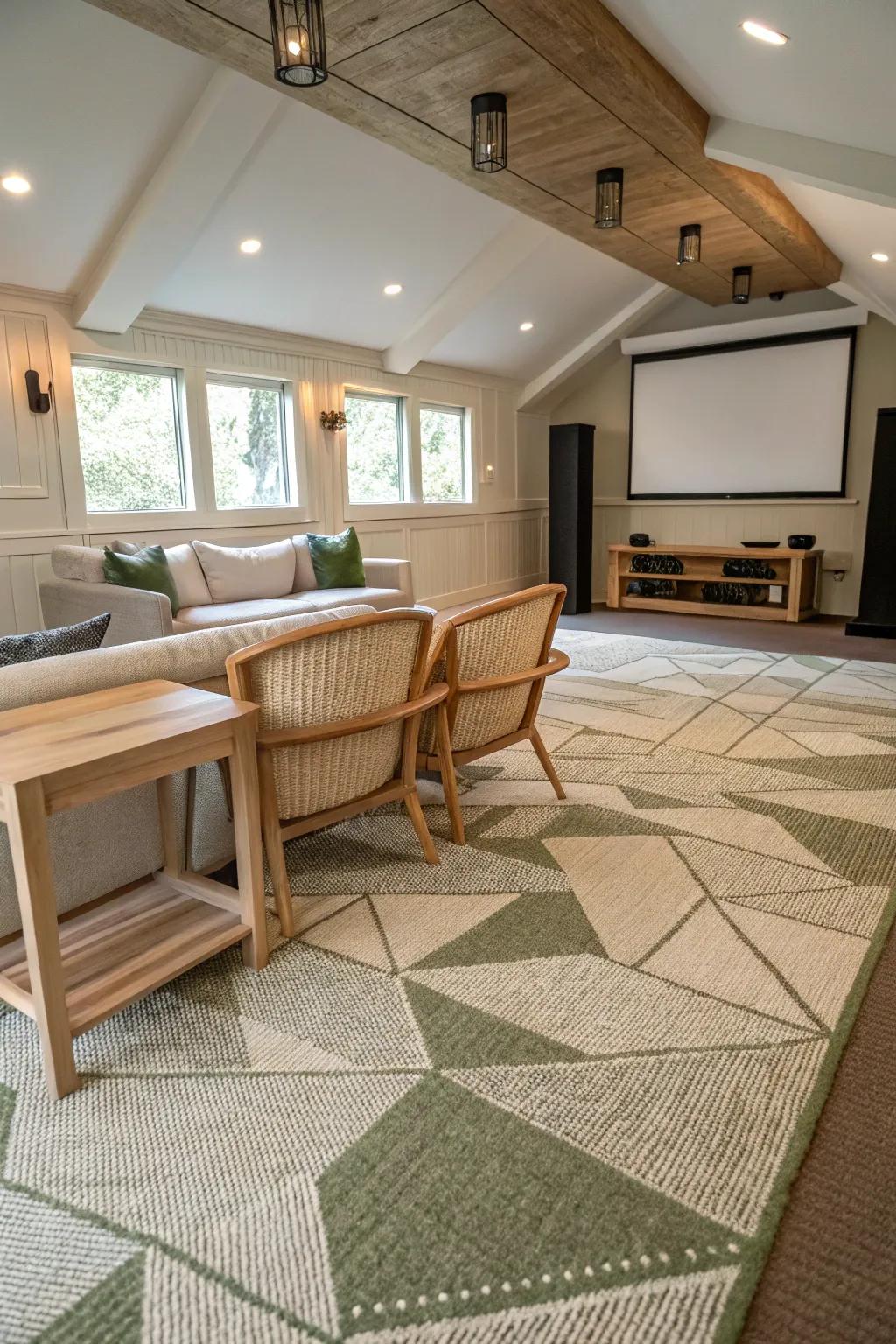 Get creative with carpet tiles that offer flexibility and style for your home theater. 🎨🛠️ #CarpetTiles #CreativeDesign