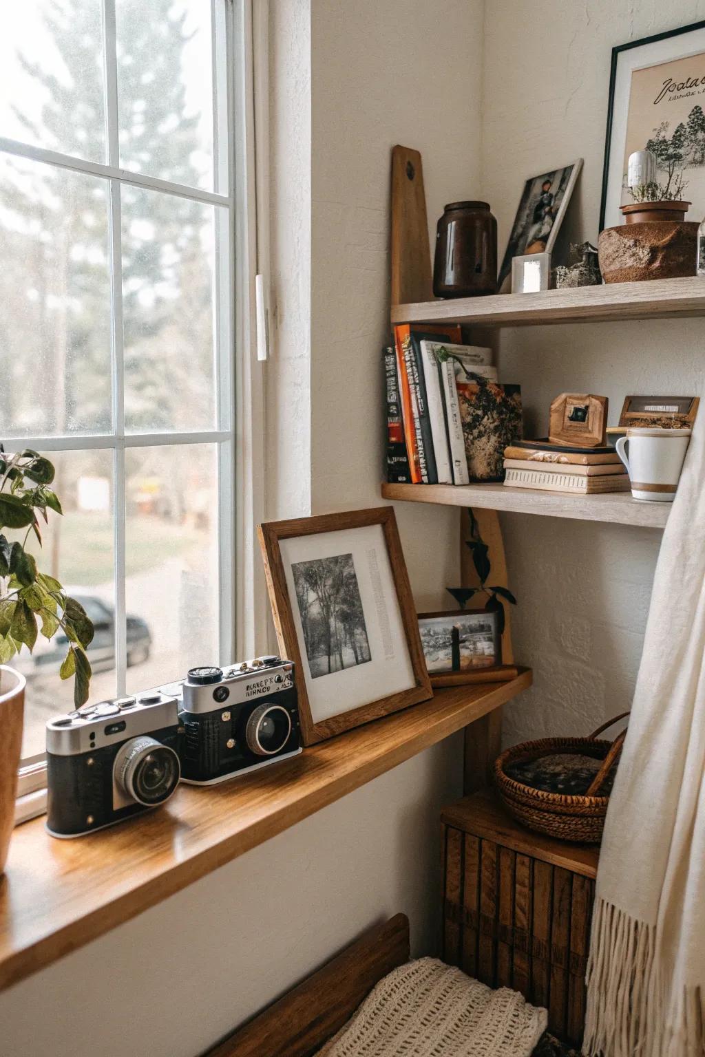 Let your memories take center stage with a charming memorabilia display. 🌍 #TravelSouvenirs #PersonalTouch #IndieDecor