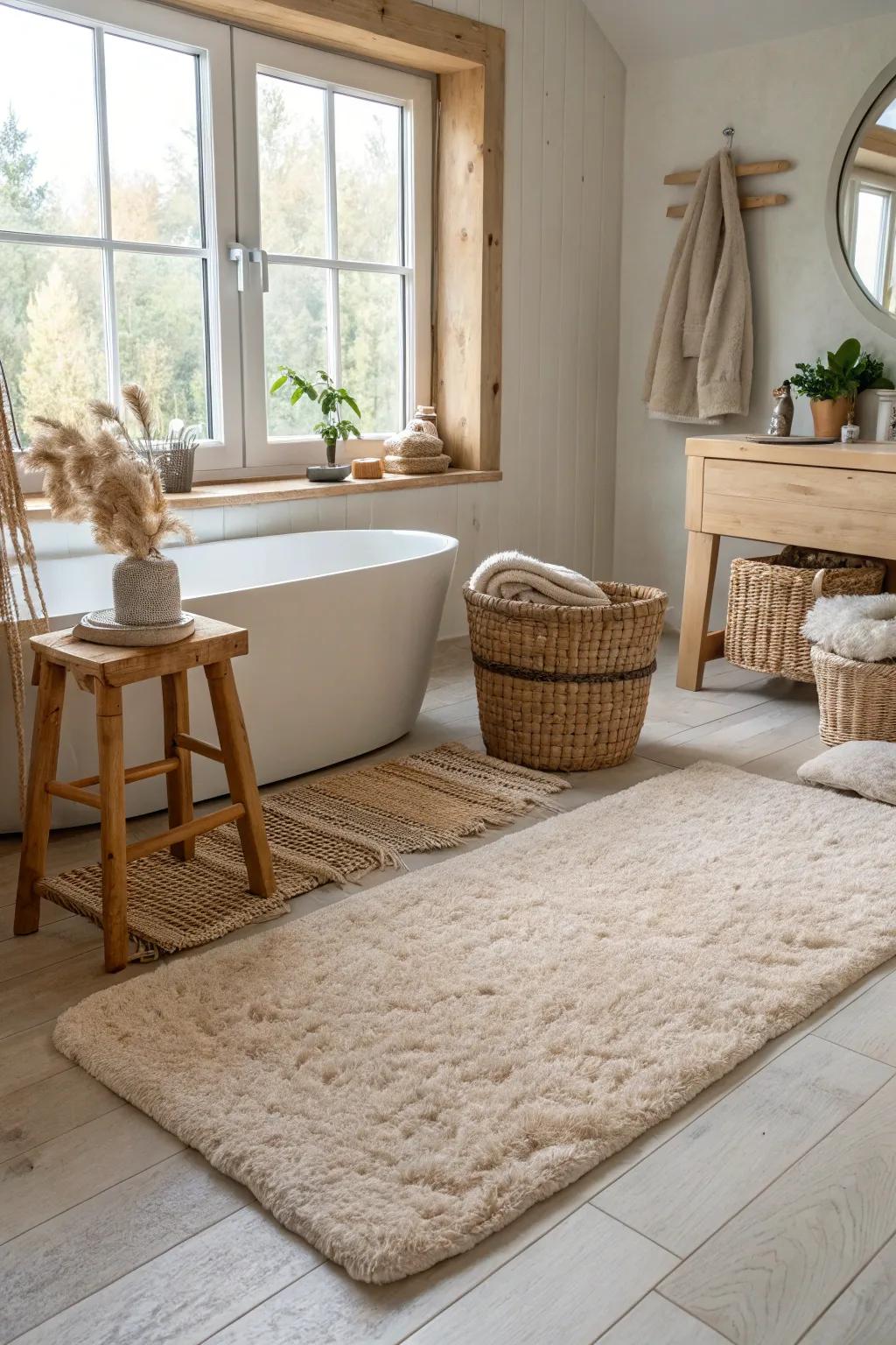 Keep your bathroom looking pristine with a stylish, washable rug. #CleanLiving #EasyCare