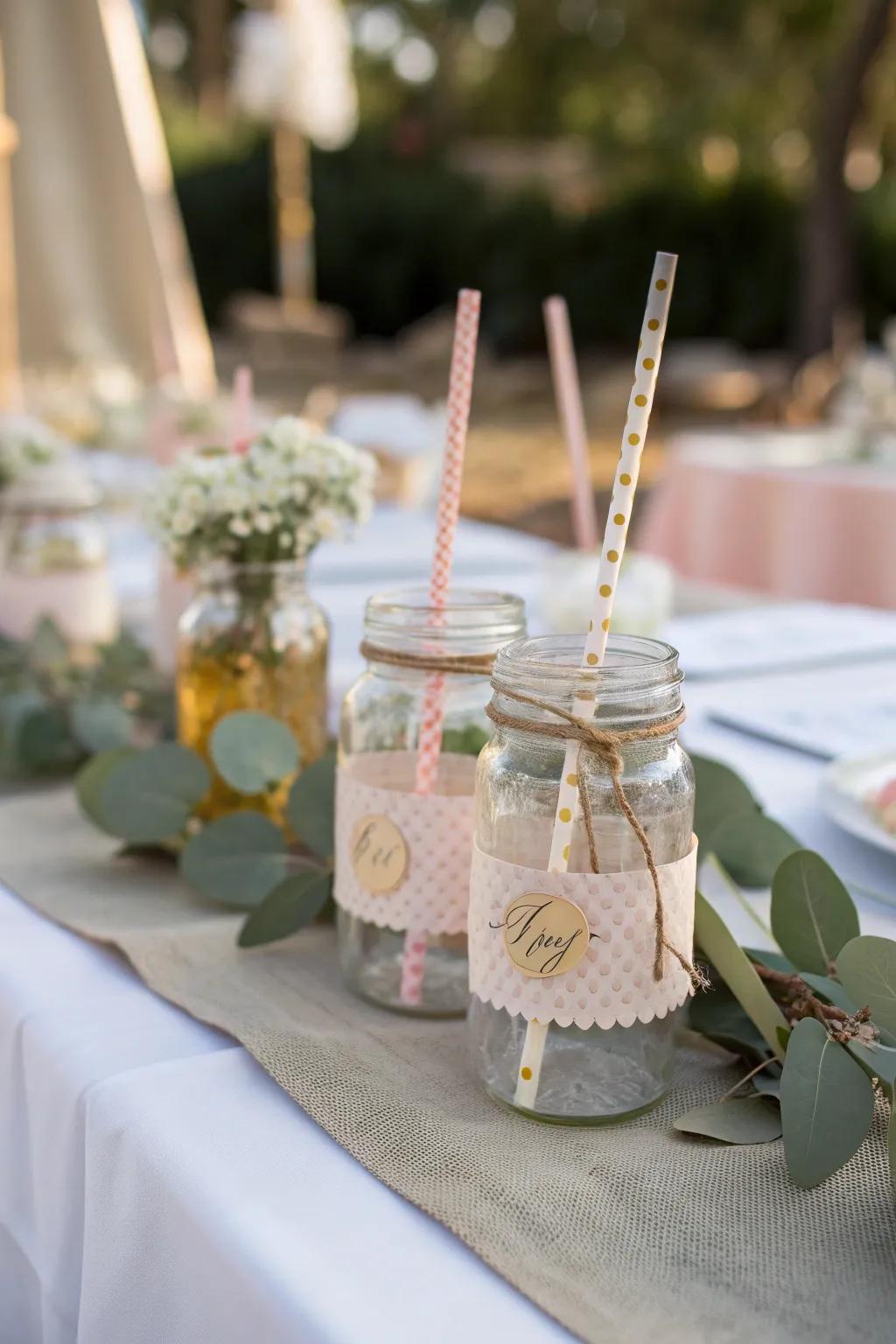 Sip in style with personalized drinkware, adding a fun and festive twist to your wedding refreshments. 🍹🎉