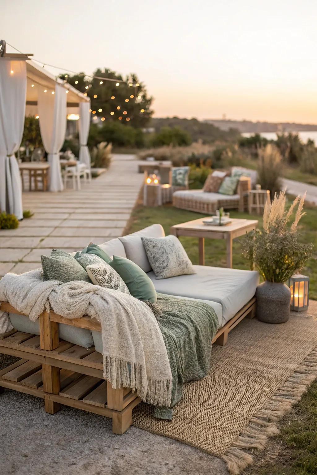 Invite relaxation with cozy outdoor lounges that offer comfort and style. 🛋️🌞 #OutdoorLounge #RelaxInStyle