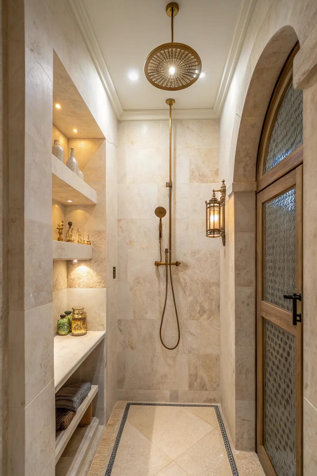 Achieve understated elegance with sleek, minimalist fixtures that enhance the beauty of simplicity. #BathroomMinimalism #ShowerGoals