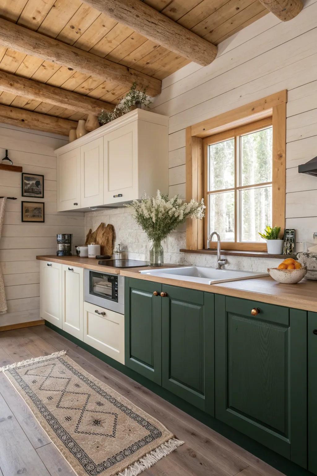 Two-tone cabinets add depth and style, making a bold design statement. 🎨 #KitchenDesign #HomeDecor #InteriorInspiration