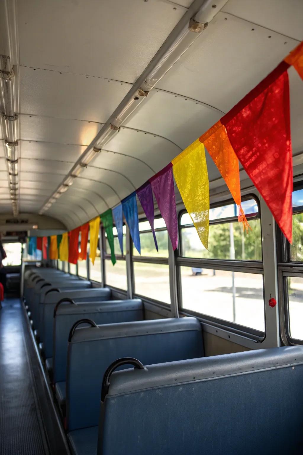 Bring cheer with colorful bunting that brightens every trip! #BuntingDecor #HappyRides