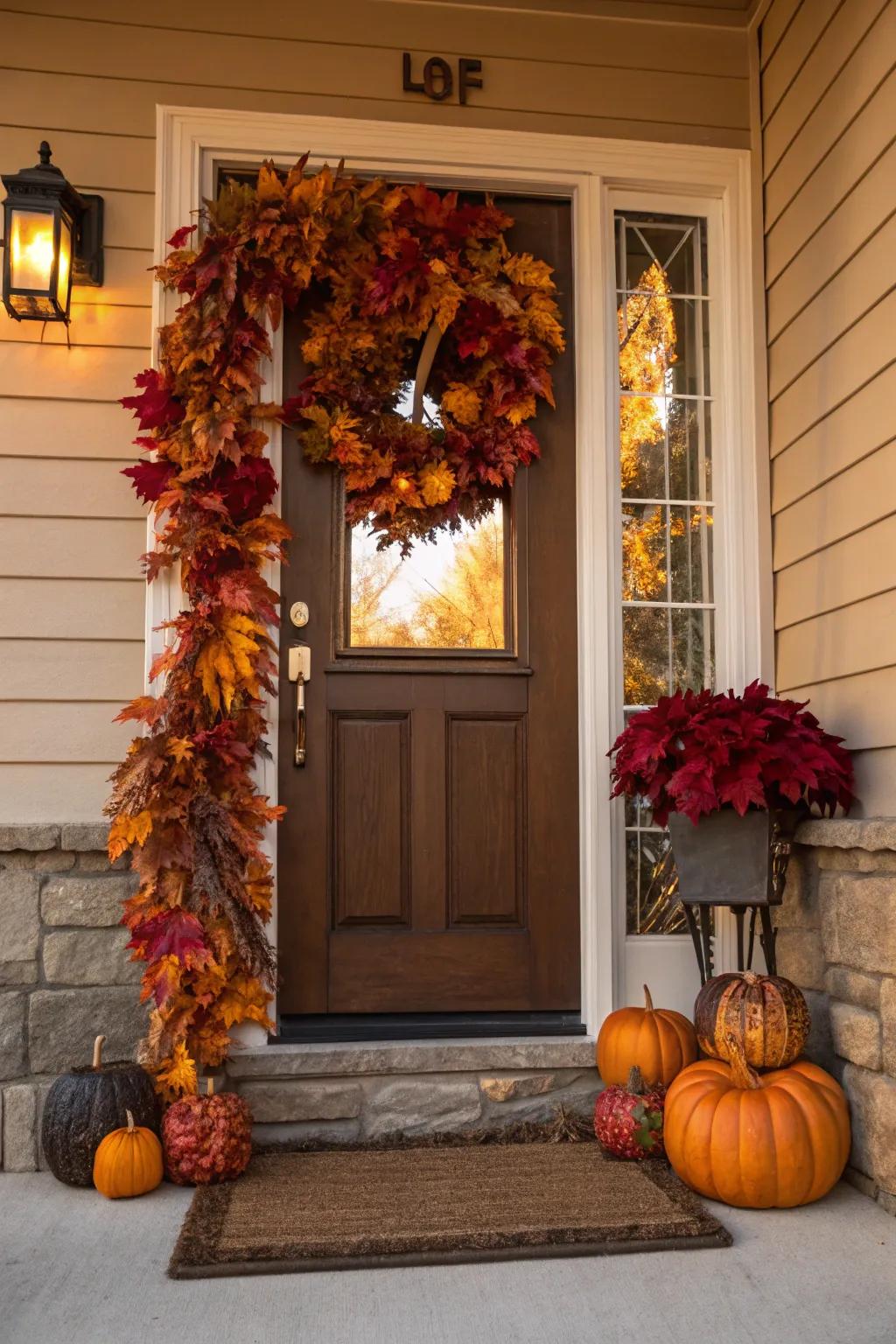 Welcome guests with a stunning fall door decoration that adds charm and warmth.