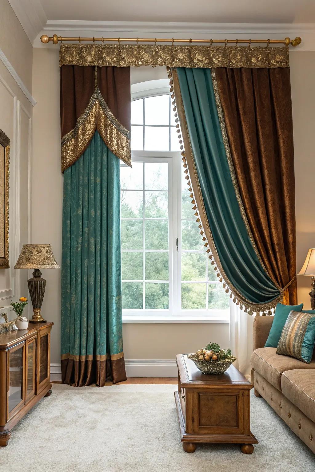 Curtains in rich hues add drama and elegance to your living room.
