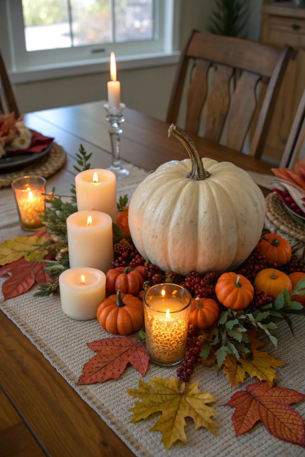 Create a stunning focal point for your autumn table with a harvest centerpiece.